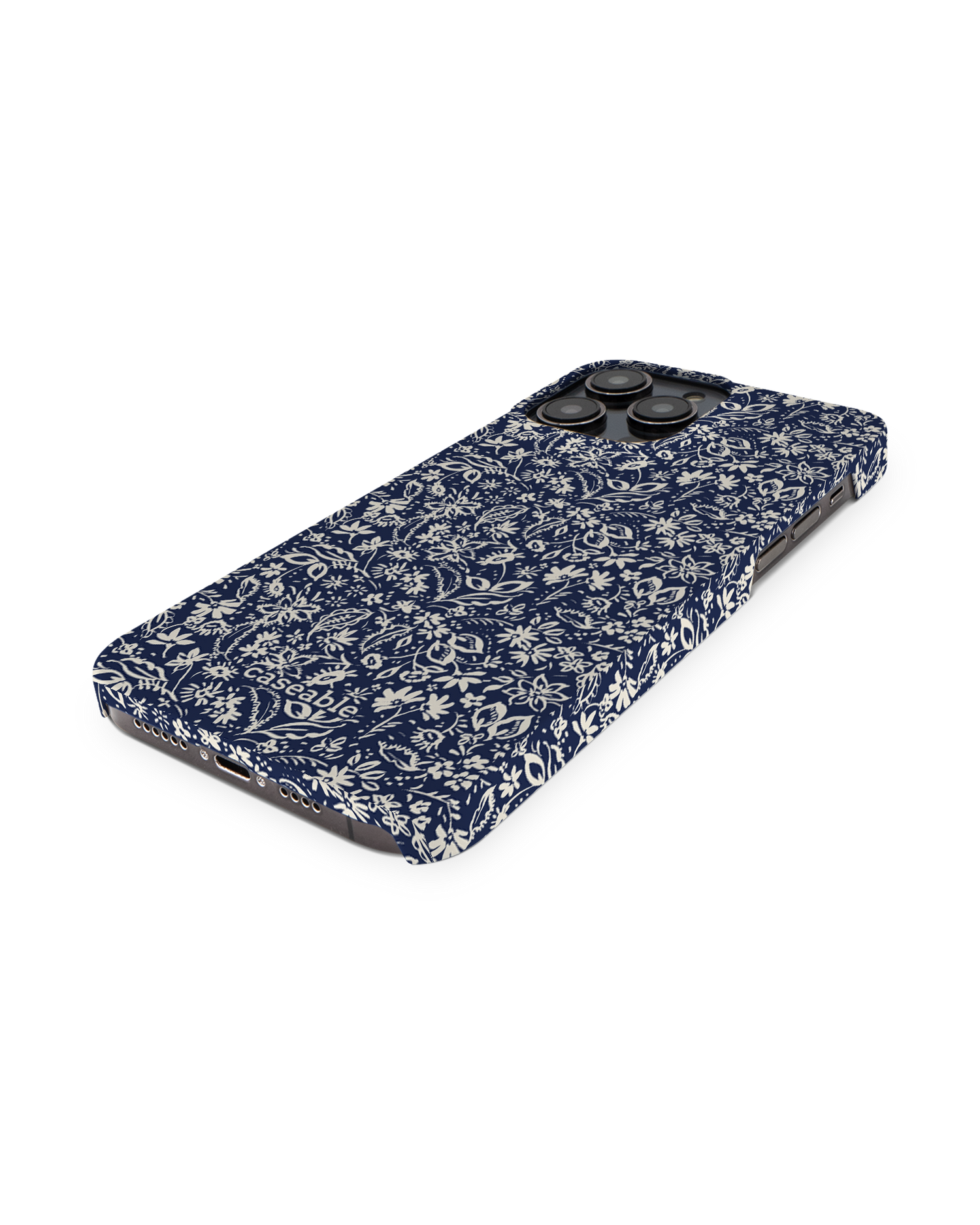 Ditsy Blue Paisley Hard Shell Phone Case for Apple iPhone 14 Pro Max: Perspective view