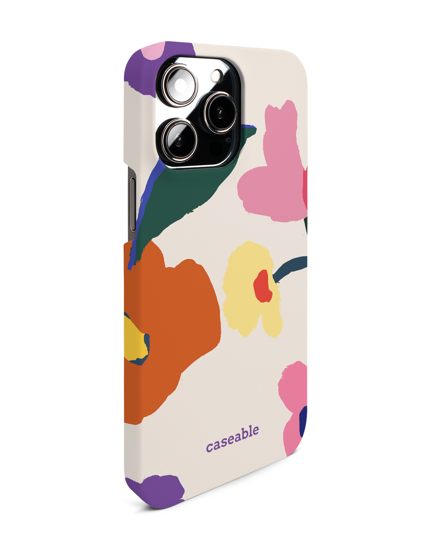 Handpainted Blooms Hard Shell Phone Case for Apple iPhone 14 Pro Max: View from the left side