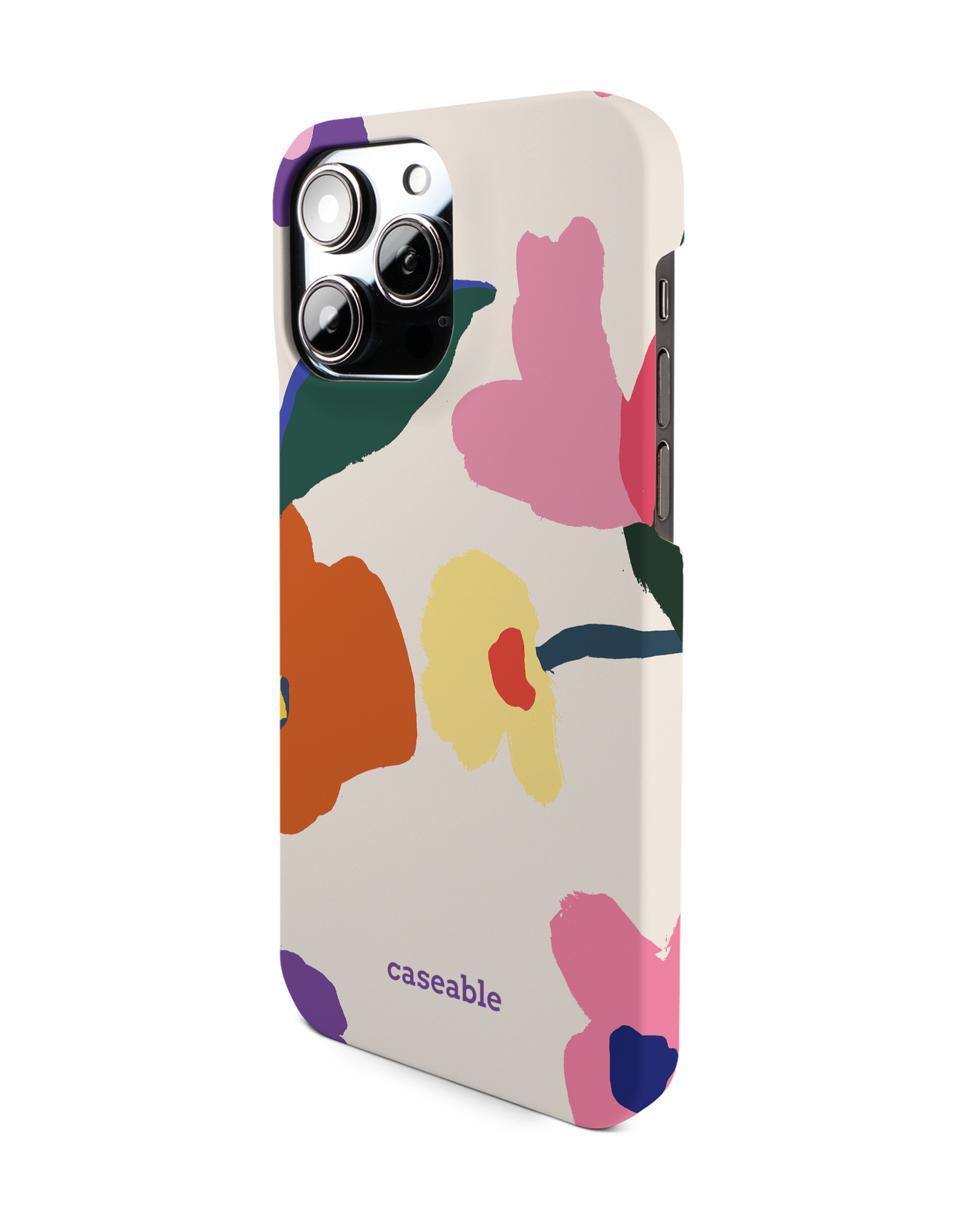 Handpainted Blooms Hard Shell Phone Case for Apple iPhone 14 Pro Max: View from the right side