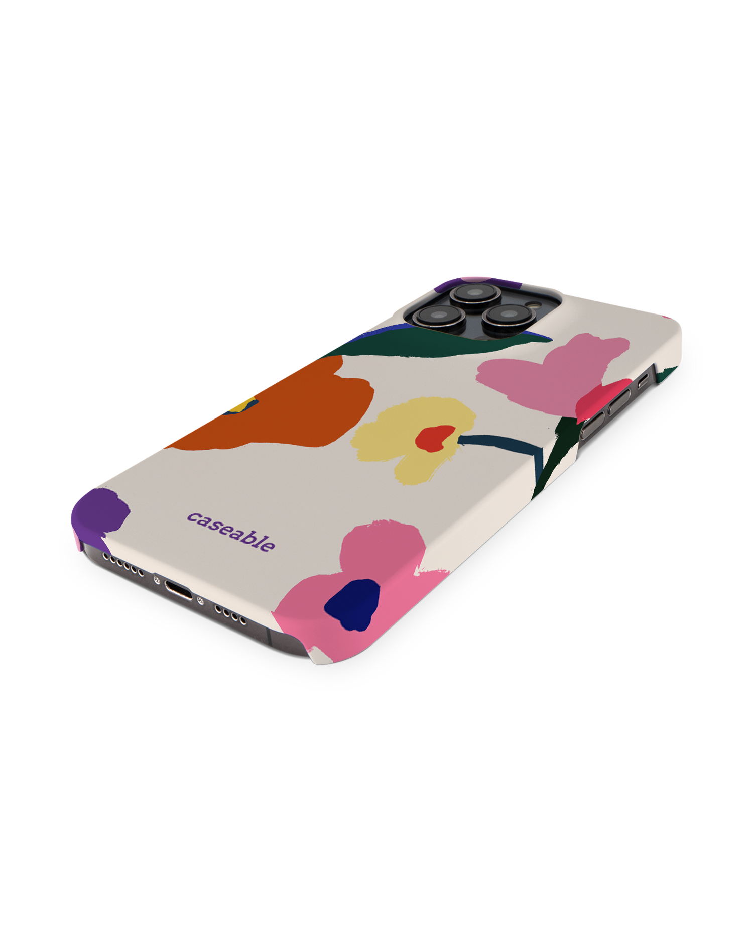 Handpainted Blooms Hard Shell Phone Case for Apple iPhone 14 Pro Max: Perspective view