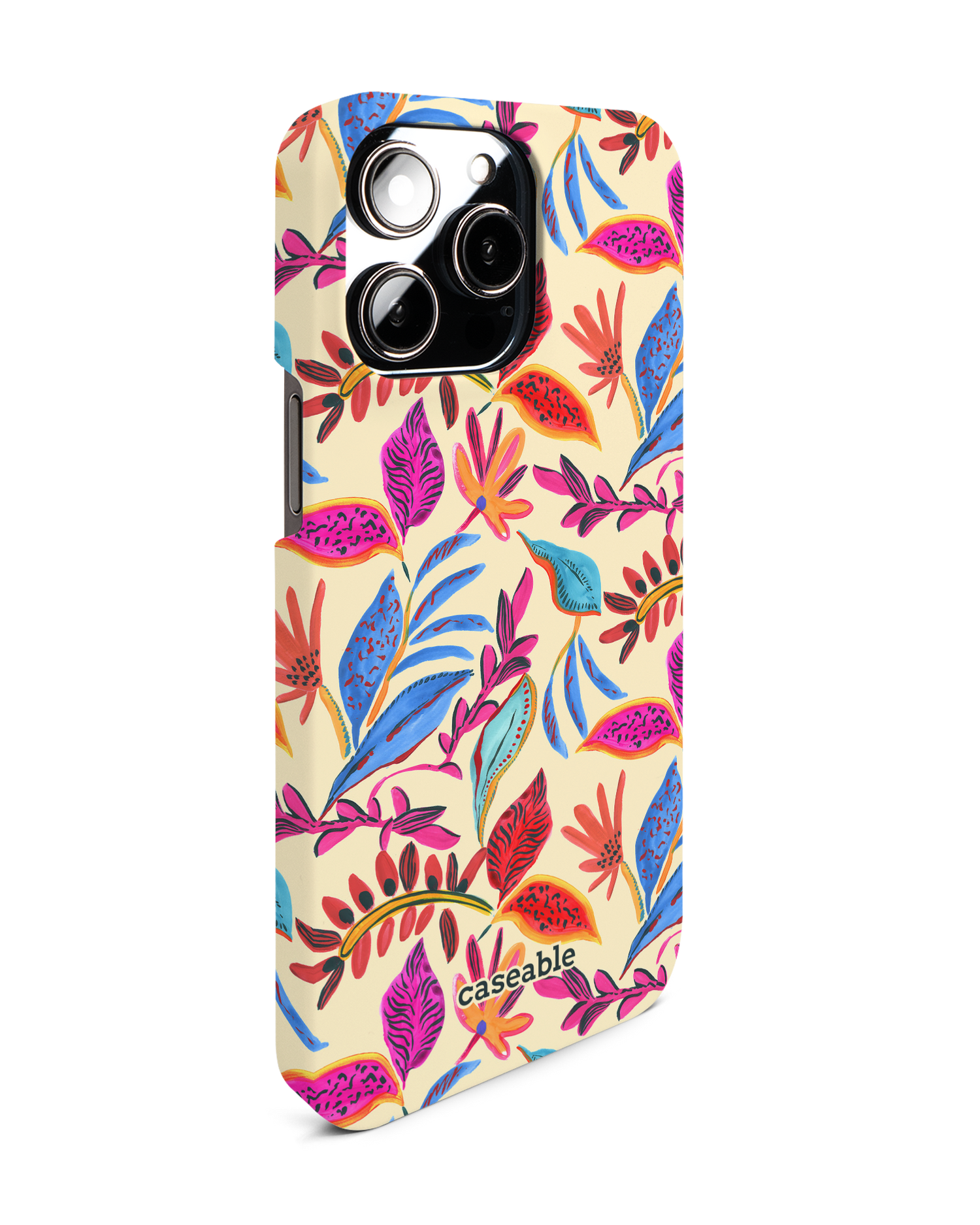 Painterly Spring Leaves Hard Shell Phone Case for Apple iPhone 14 Pro Max: View from the left side