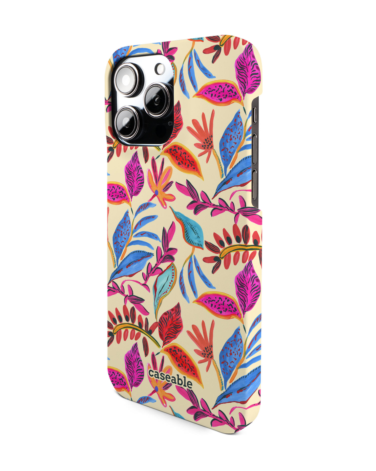 Painterly Spring Leaves Hard Shell Phone Case for Apple iPhone 14 Pro Max: View from the right side
