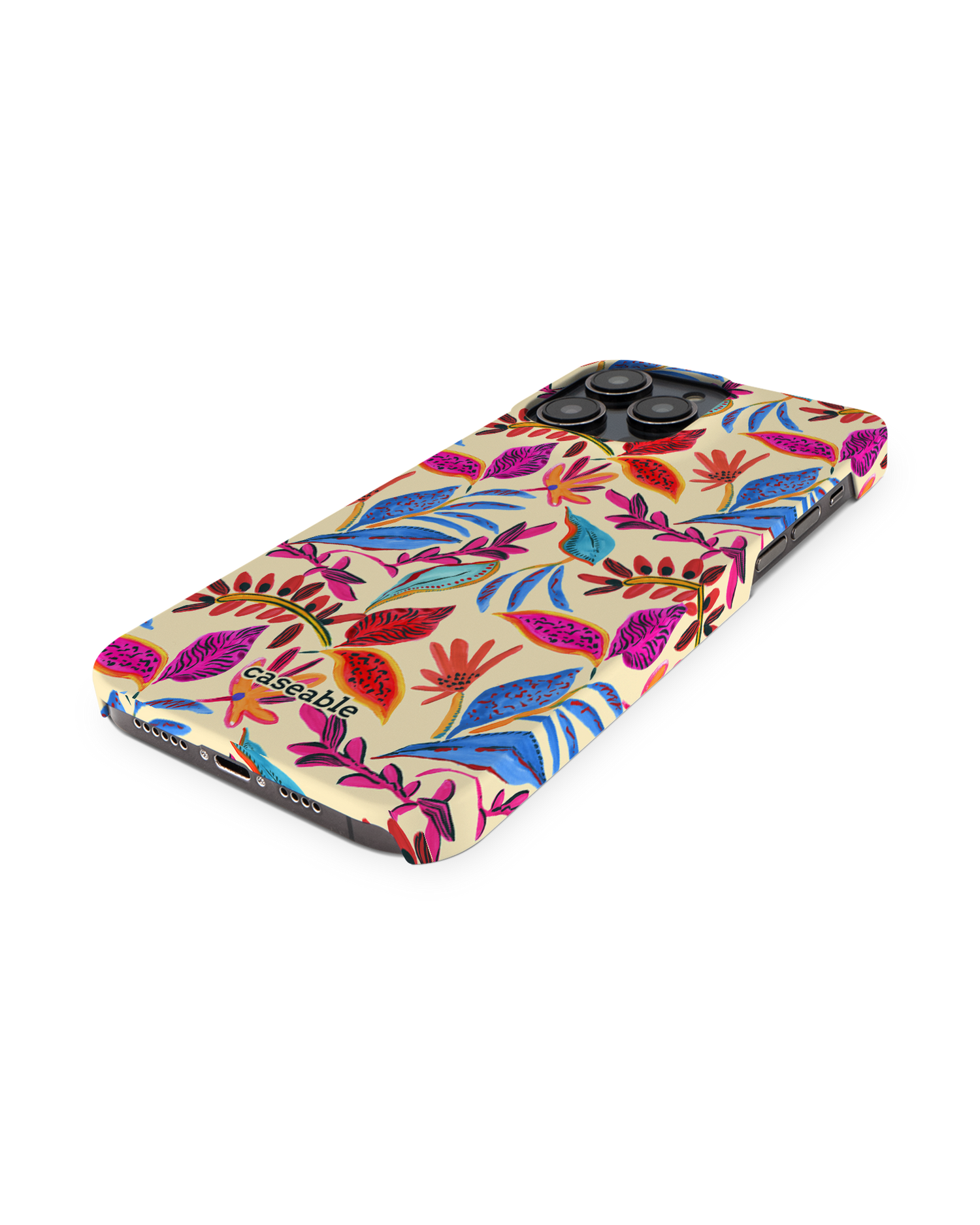 Painterly Spring Leaves Hard Shell Phone Case for Apple iPhone 14 Pro Max: Perspective view