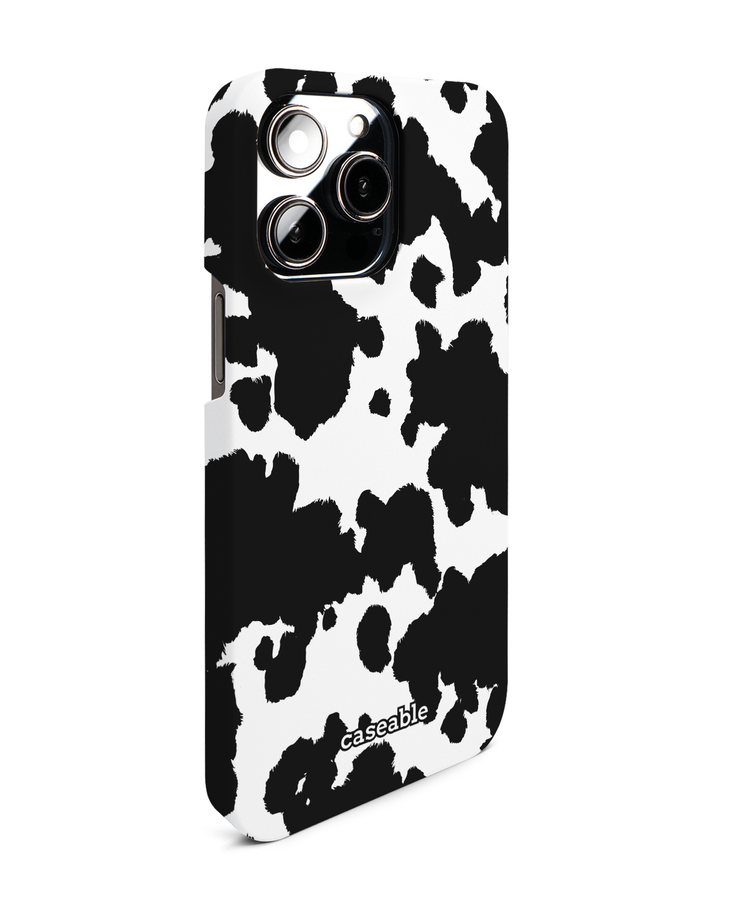 Cow Print Hard Shell Phone Case for Apple iPhone 14 Pro Max: View from the left side