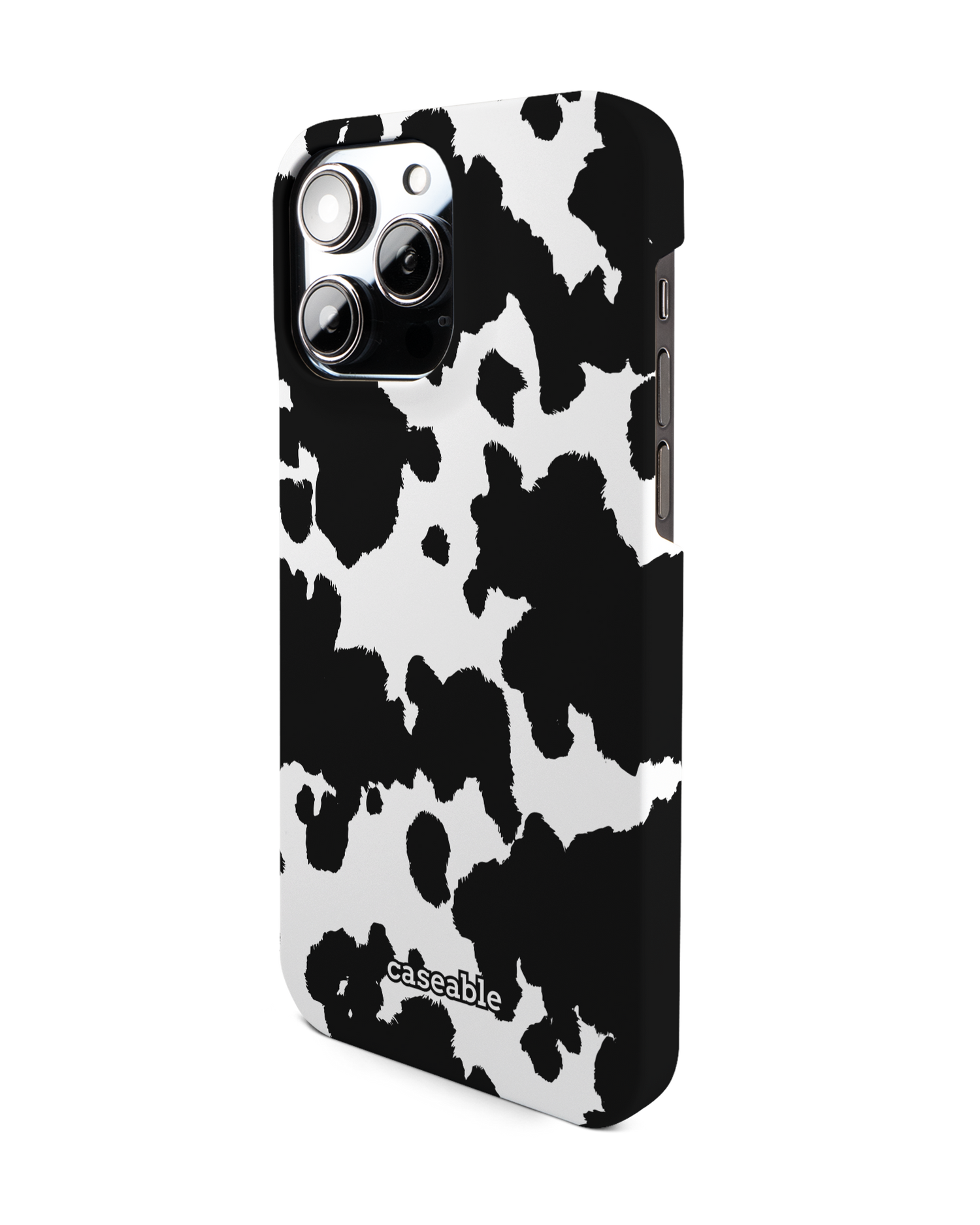 Cow Print Hard Shell Phone Case for Apple iPhone 14 Pro Max: View from the right side