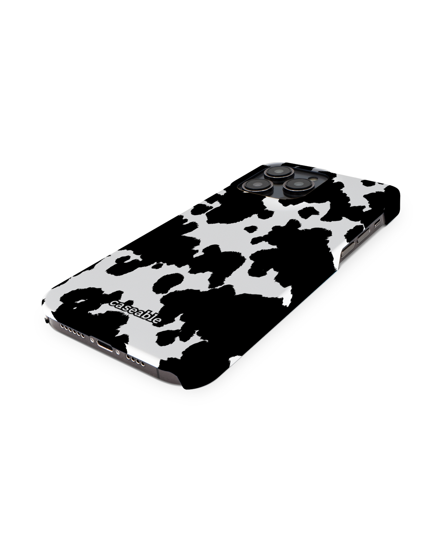 Cow Print Hard Shell Phone Case for Apple iPhone 14 Pro Max: Perspective view