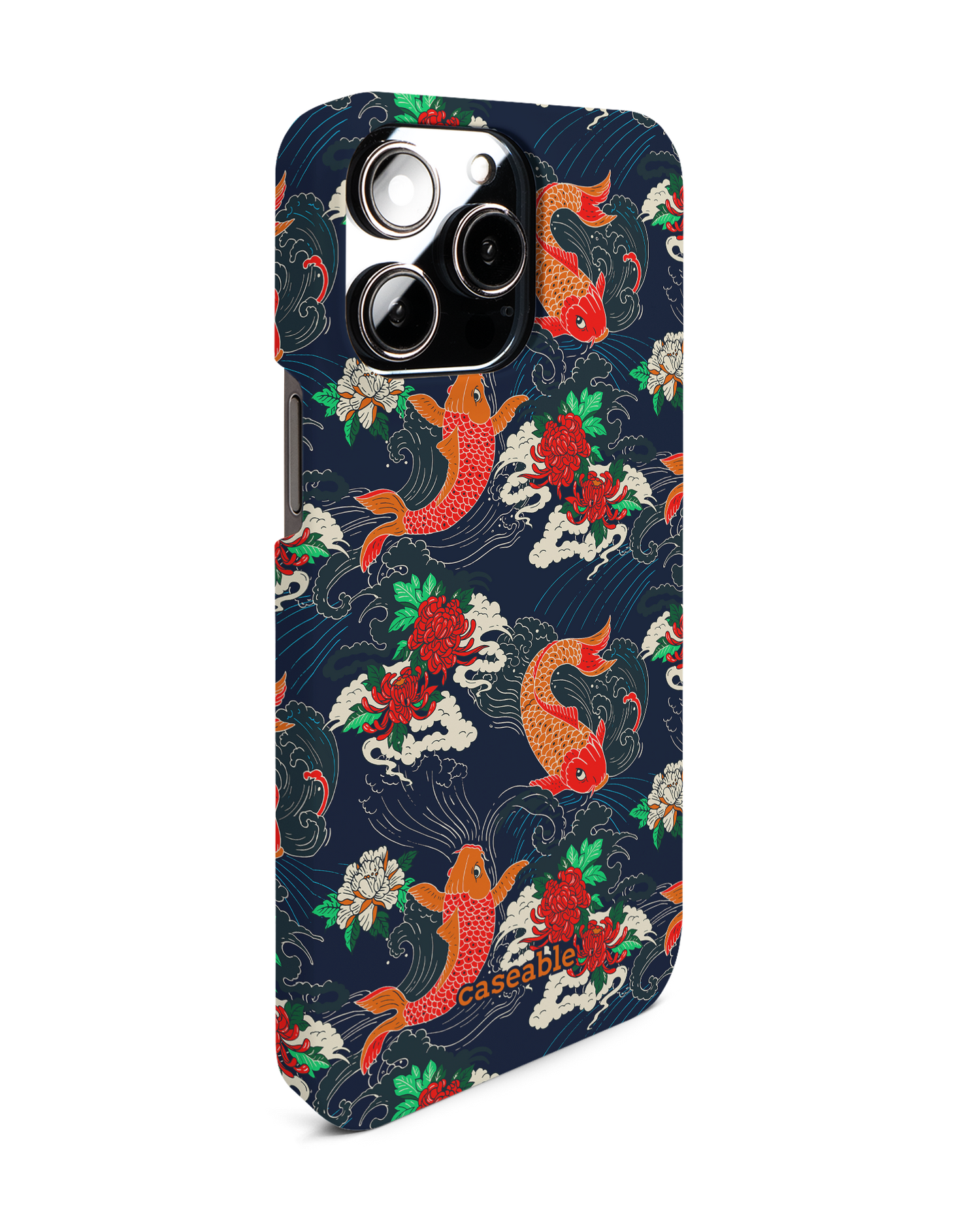 Repeating Koi Hard Shell Phone Case for Apple iPhone 14 Pro Max: View from the left side