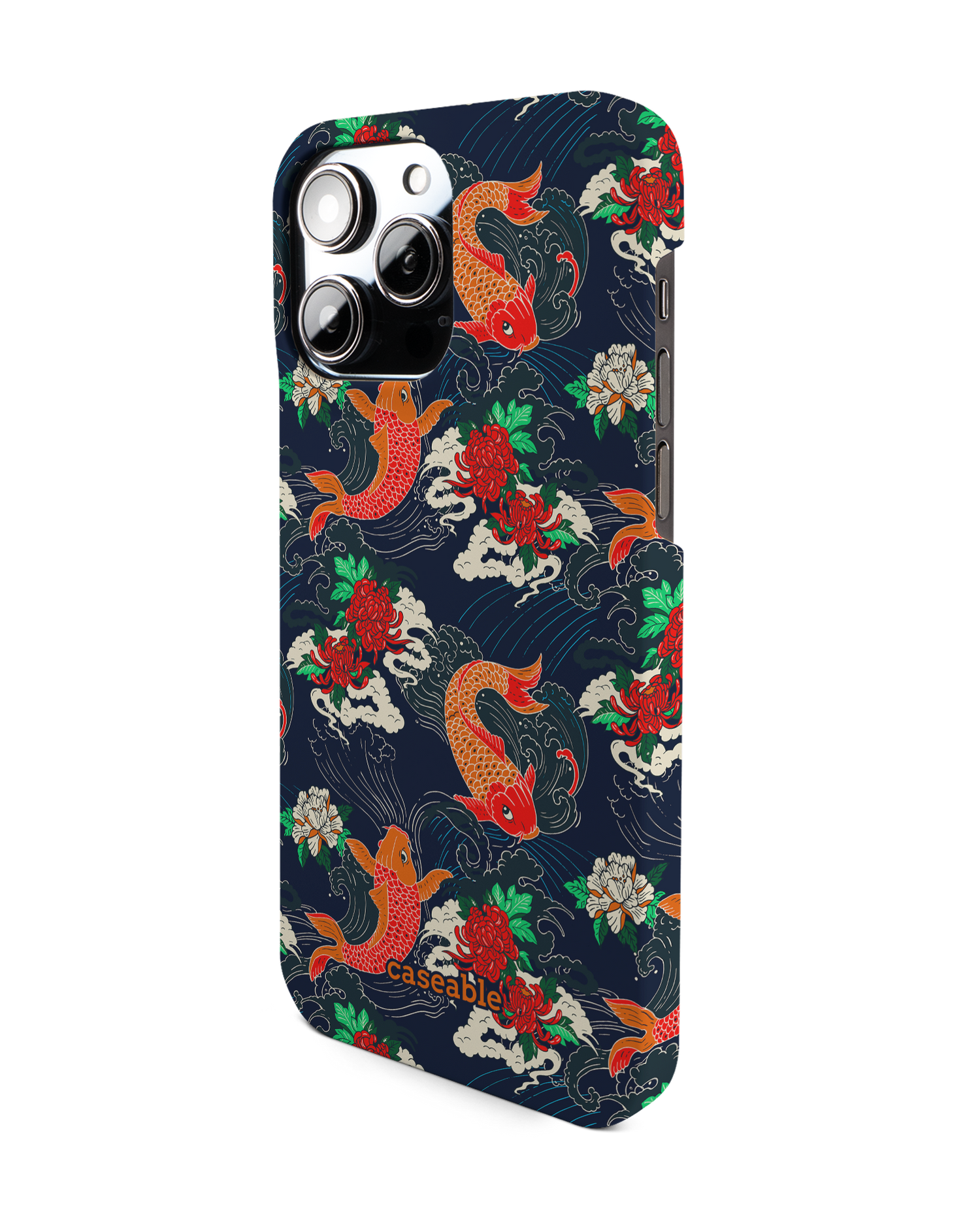 Repeating Koi Hard Shell Phone Case for Apple iPhone 14 Pro Max: View from the right side