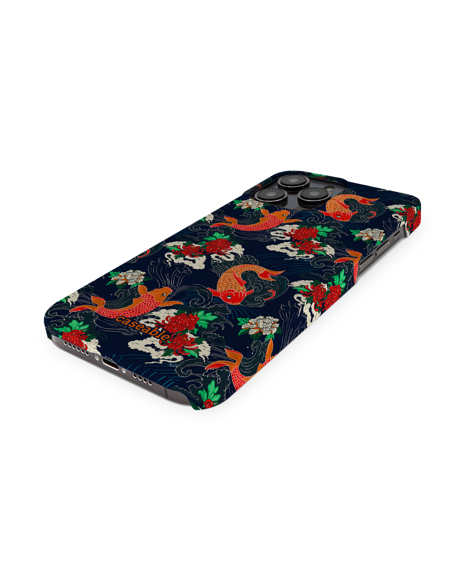 Repeating Koi Hard Shell Phone Case for Apple iPhone 14 Pro Max: Perspective view