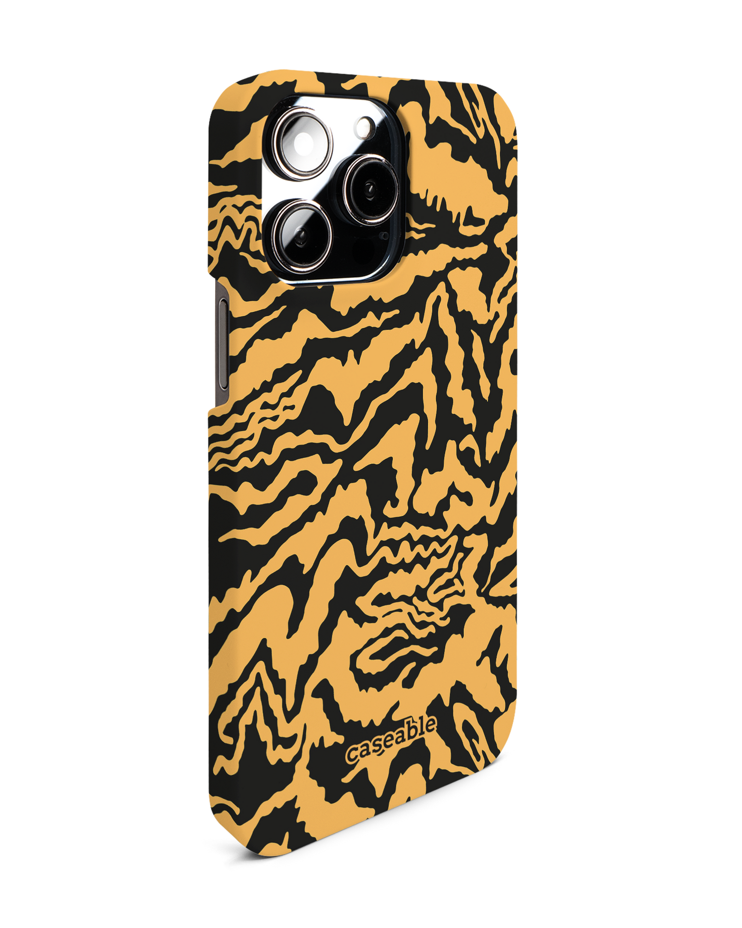 Warped Tiger Stripes Hard Shell Phone Case for Apple iPhone 14 Pro Max: View from the left side