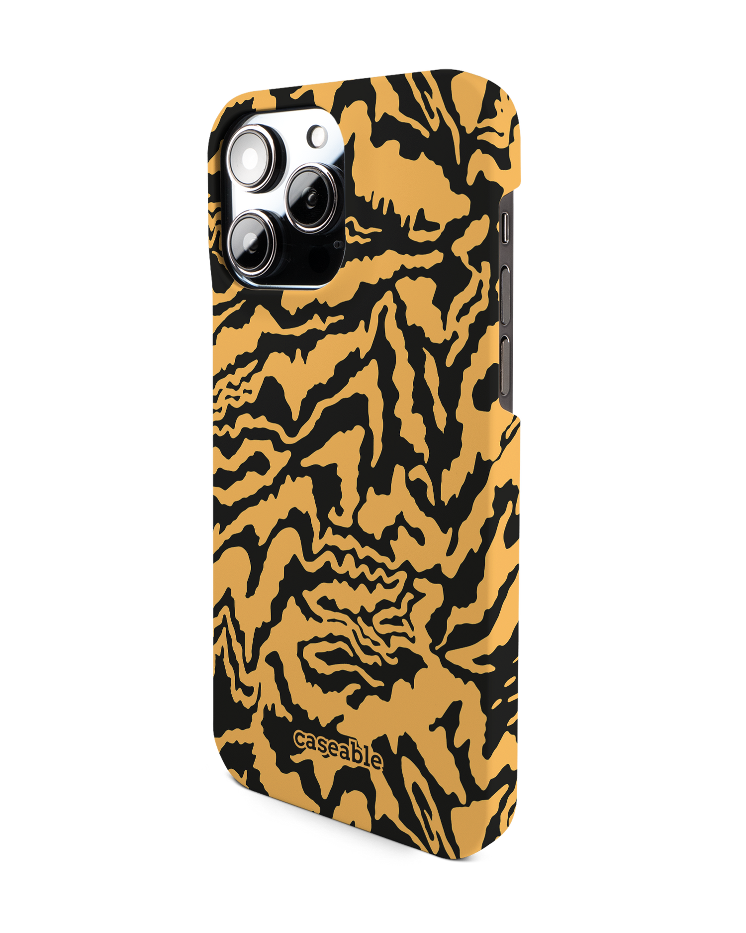Warped Tiger Stripes Hard Shell Phone Case for Apple iPhone 14 Pro Max: View from the right side