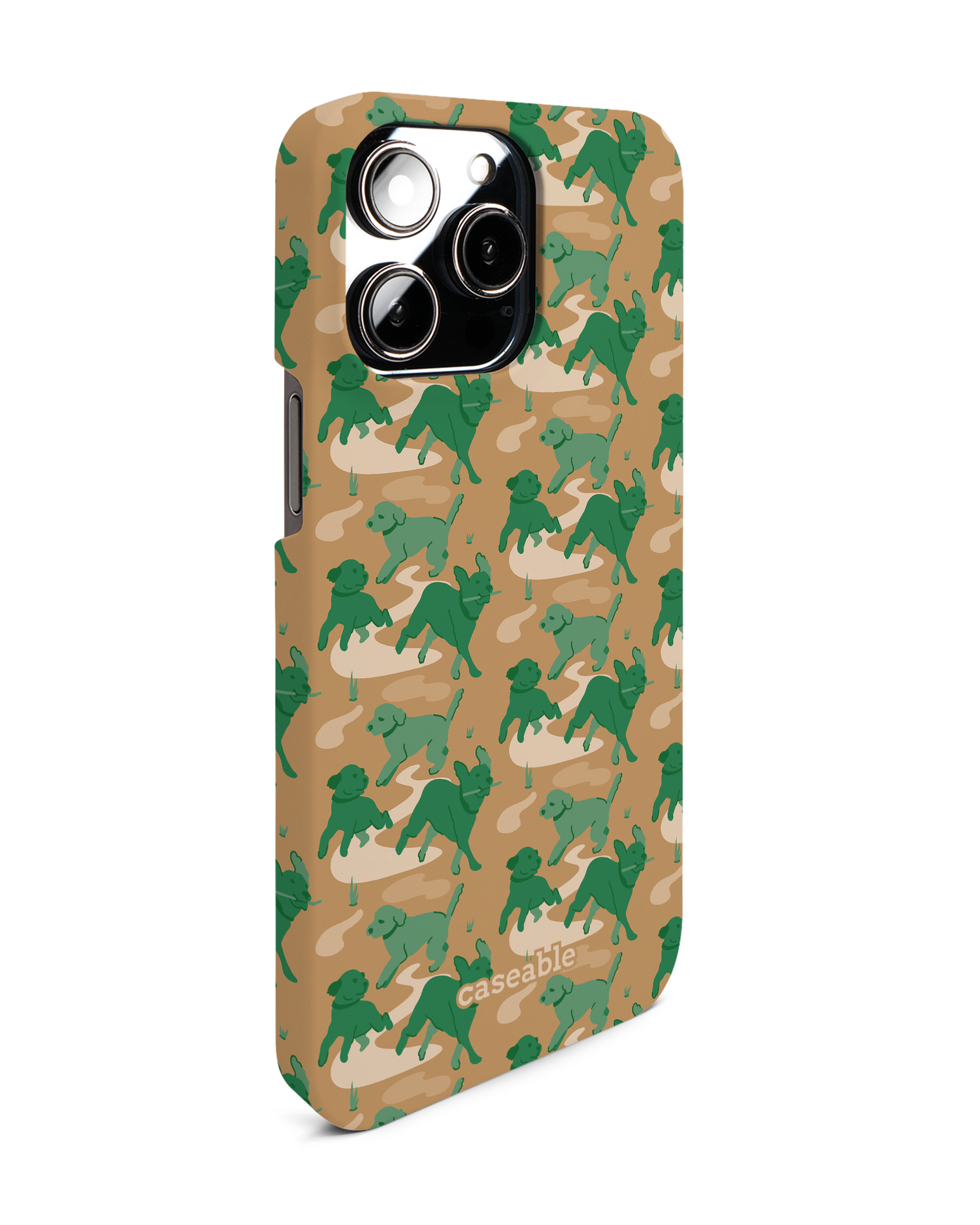 Dog Camo Hard Shell Phone Case for Apple iPhone 14 Pro Max: View from the left side