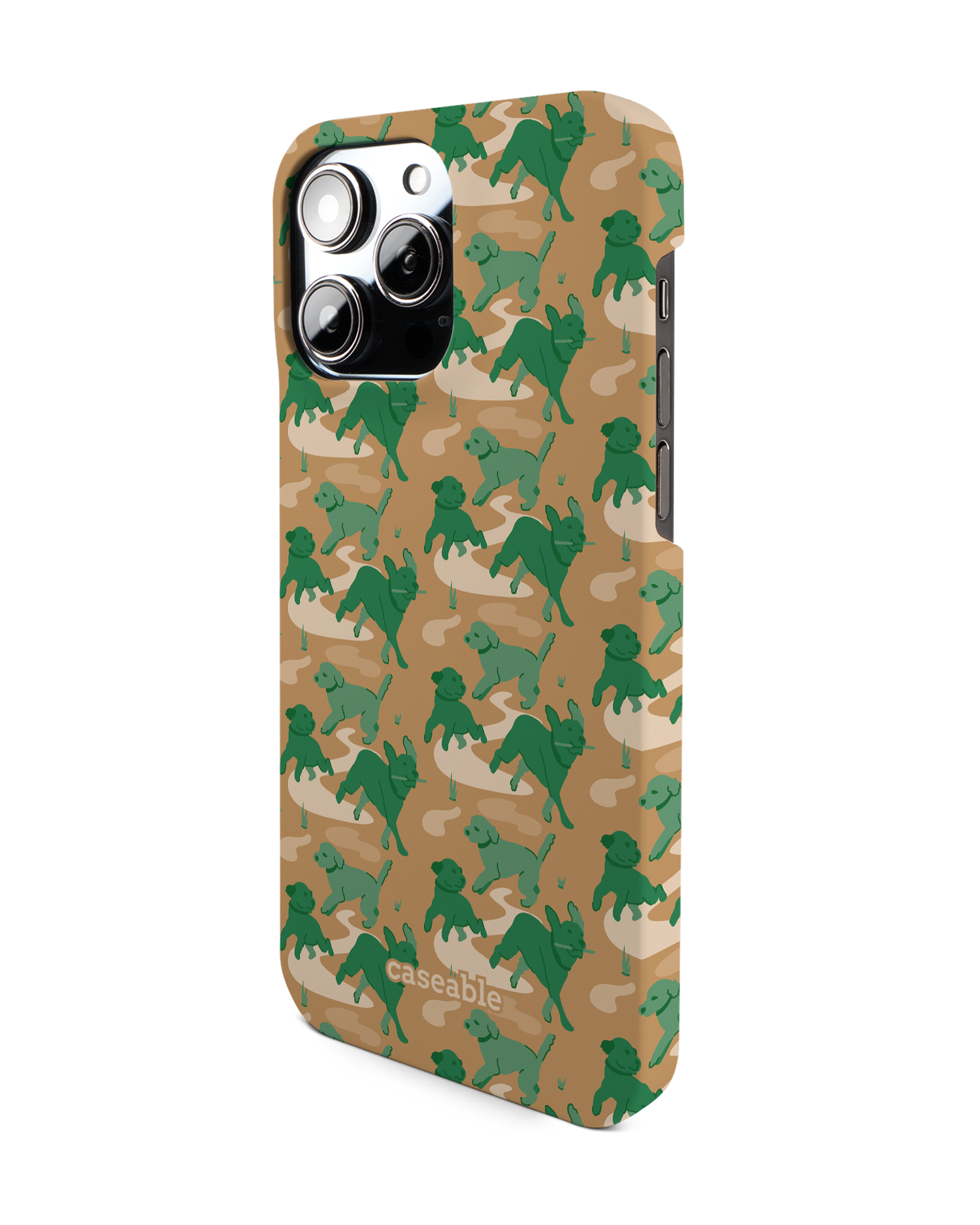 Dog Camo Hard Shell Phone Case for Apple iPhone 14 Pro Max: View from the right side