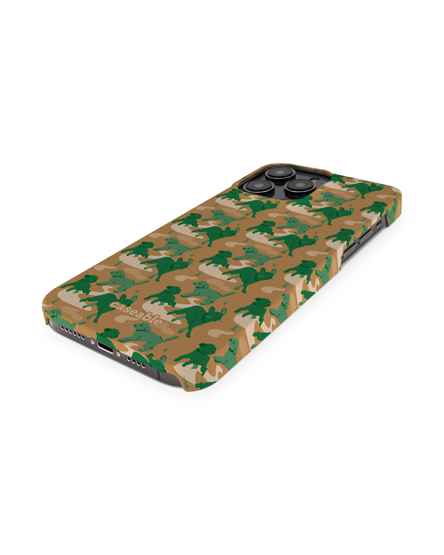 Dog Camo Hard Shell Phone Case for Apple iPhone 14 Pro Max: Perspective view