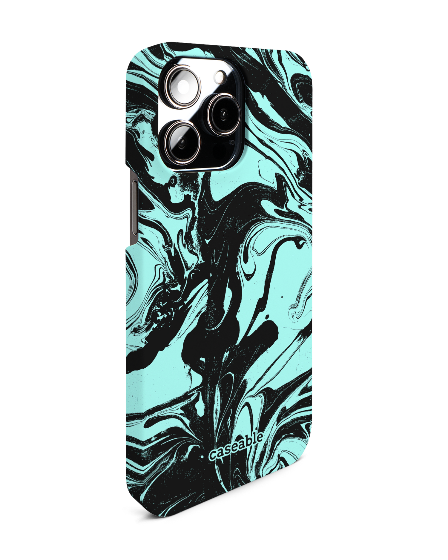 Mint Swirl Hard Shell Phone Case for Apple iPhone 14 Pro Max: View from the left side