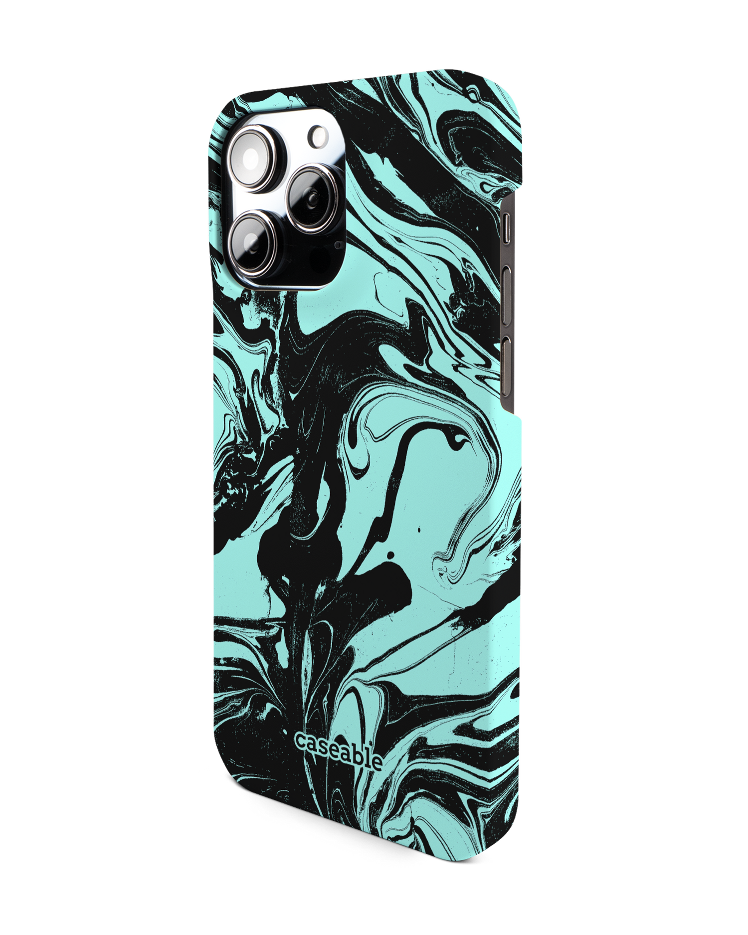 Mint Swirl Hard Shell Phone Case for Apple iPhone 14 Pro Max: View from the right side