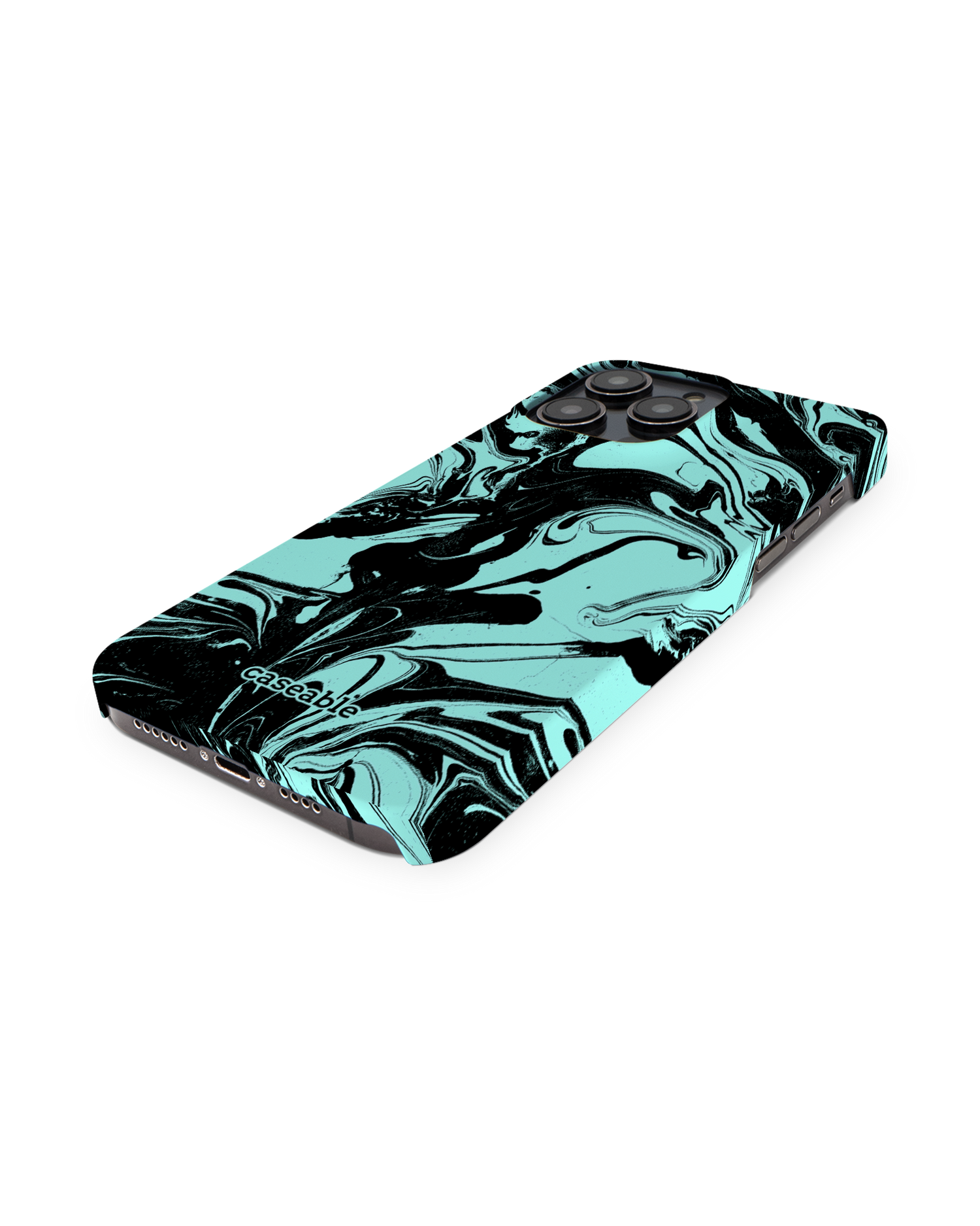 Mint Swirl Hard Shell Phone Case for Apple iPhone 14 Pro Max: Perspective view