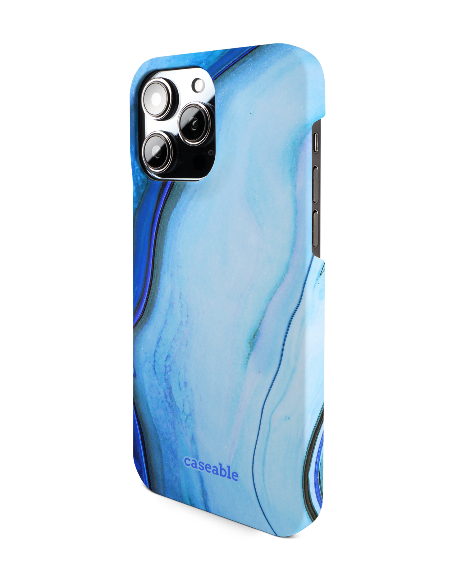 Cool Blues Hard Shell Phone Case for Apple iPhone 14 Pro Max: View from the right side