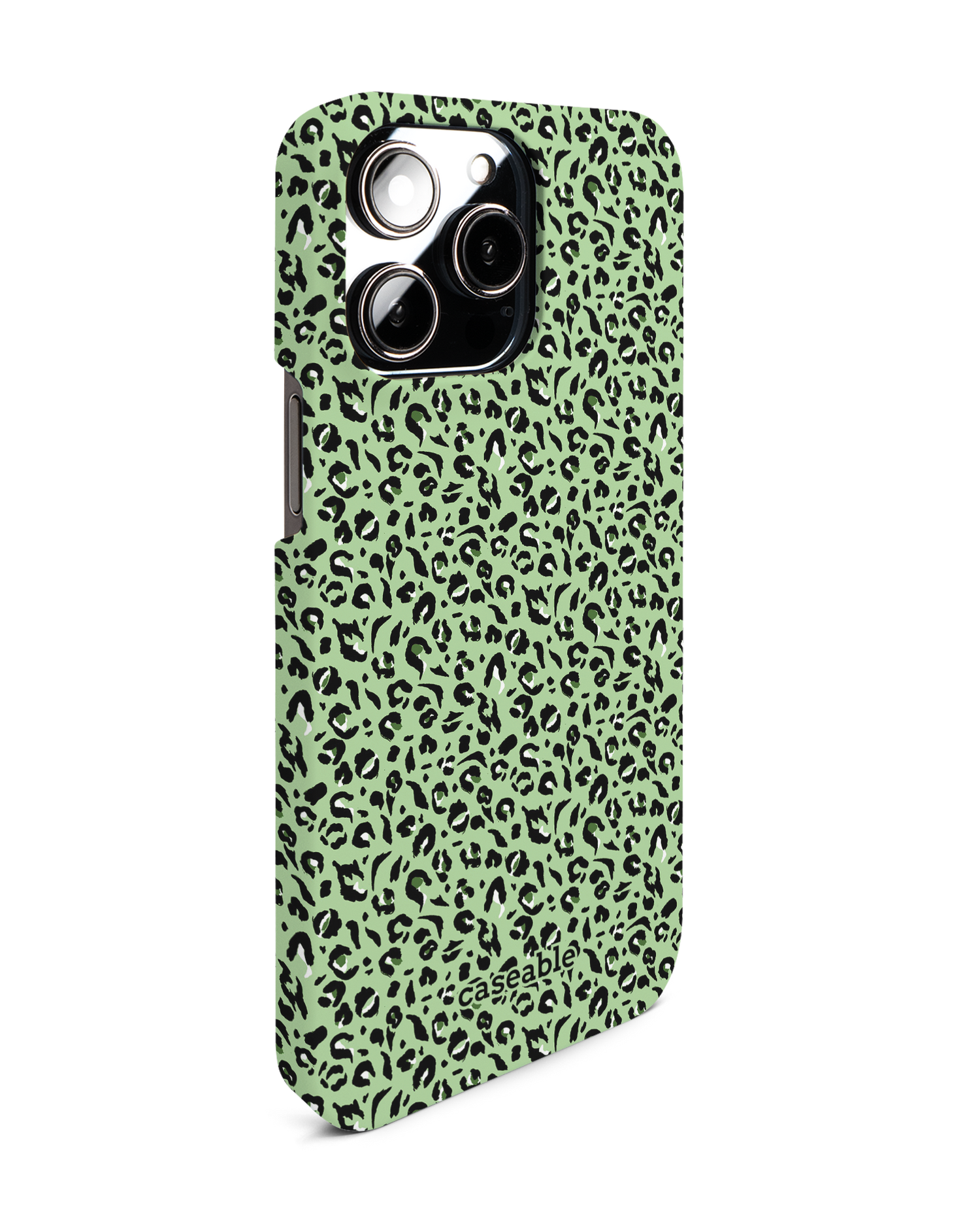 Mint Leopard Hard Shell Phone Case for Apple iPhone 14 Pro Max: View from the left side