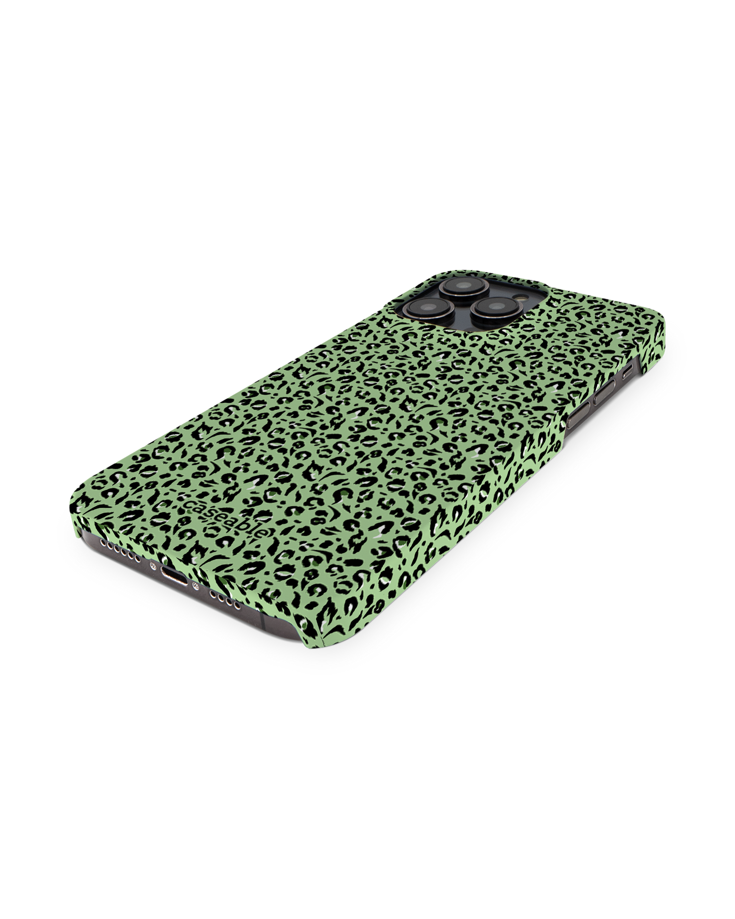 Mint Leopard Hard Shell Phone Case for Apple iPhone 14 Pro Max: Perspective view