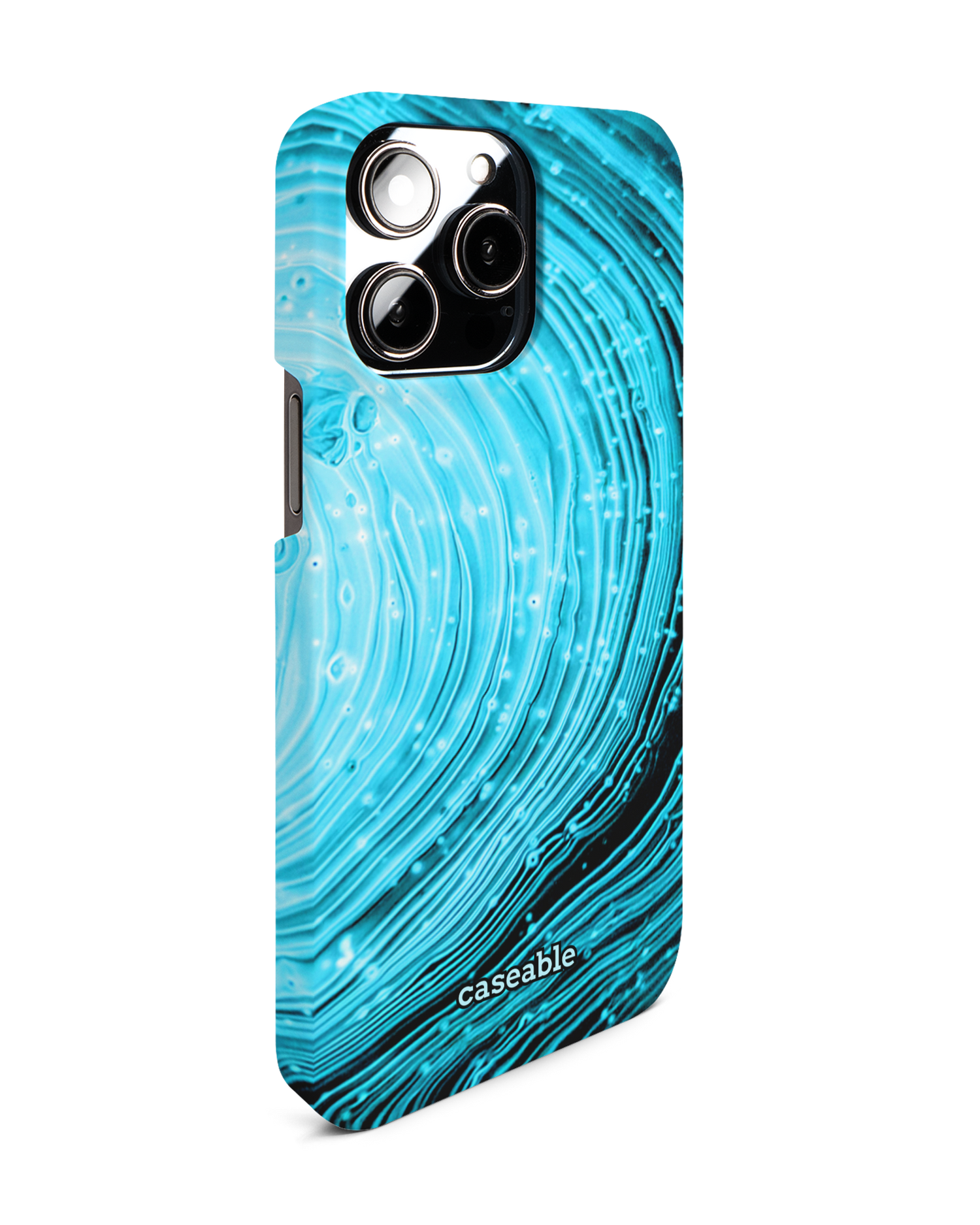 Turquoise Ripples Hard Shell Phone Case for Apple iPhone 14 Pro Max: View from the left side