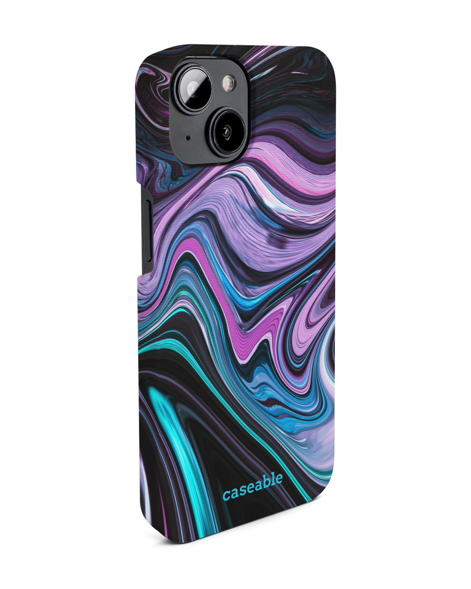 Digital Swirl Hard Shell Phone Case for Apple iPhone 14: View from the left side