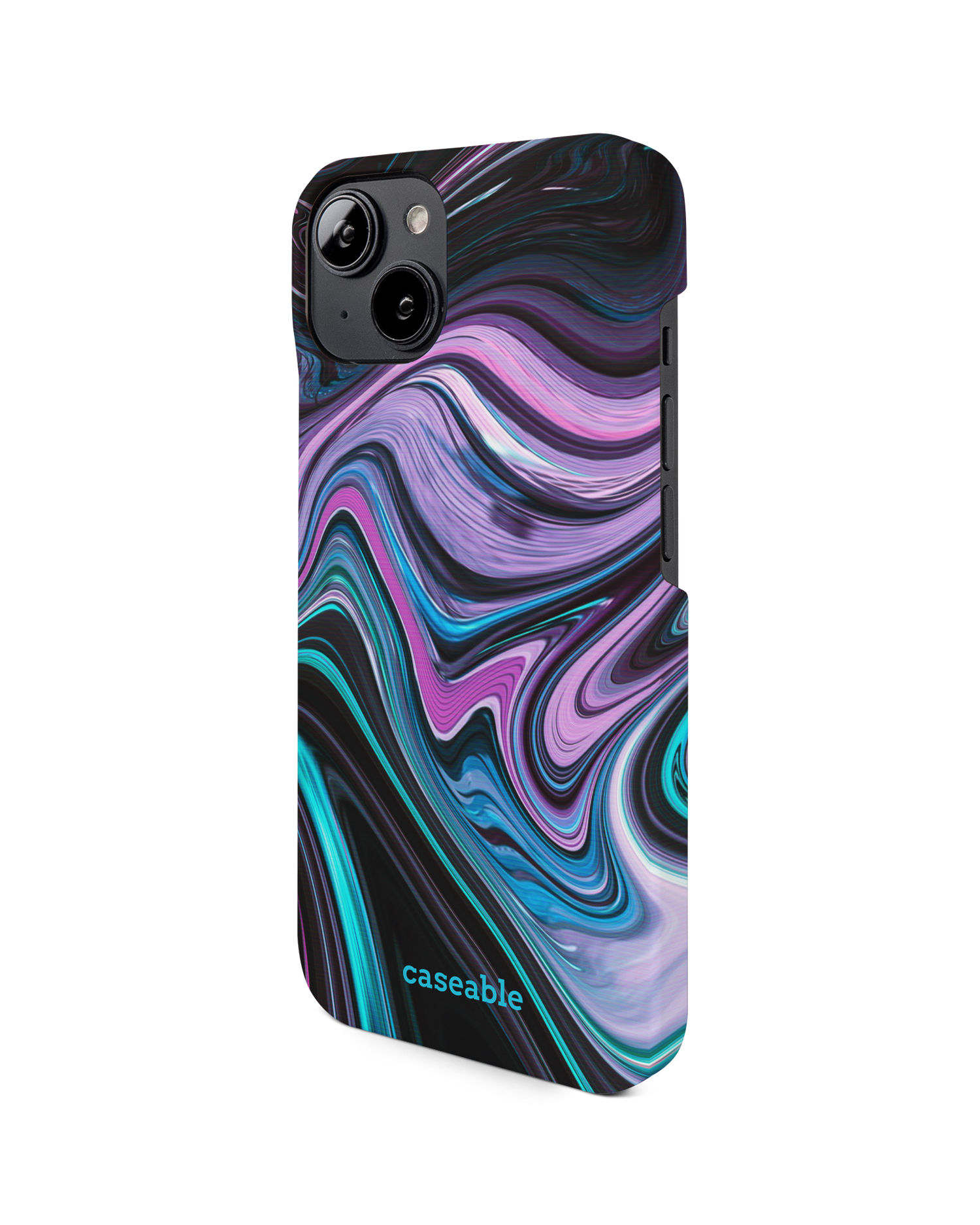 Digital Swirl Hard Shell Phone Case for Apple iPhone 14: View from the right side