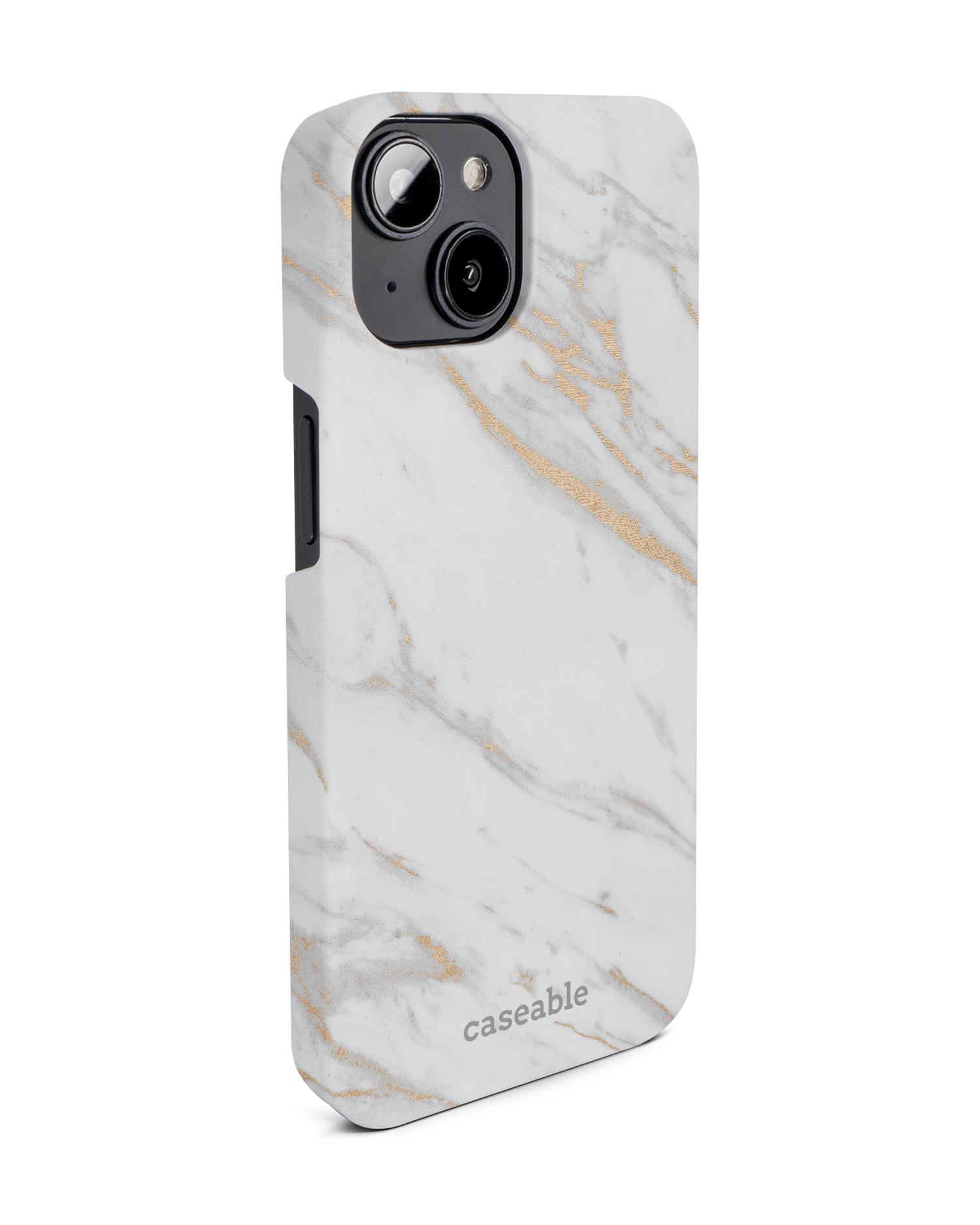 Gold Marble Elegance Hard Shell Phone Case for Apple iPhone 14: View from the left side