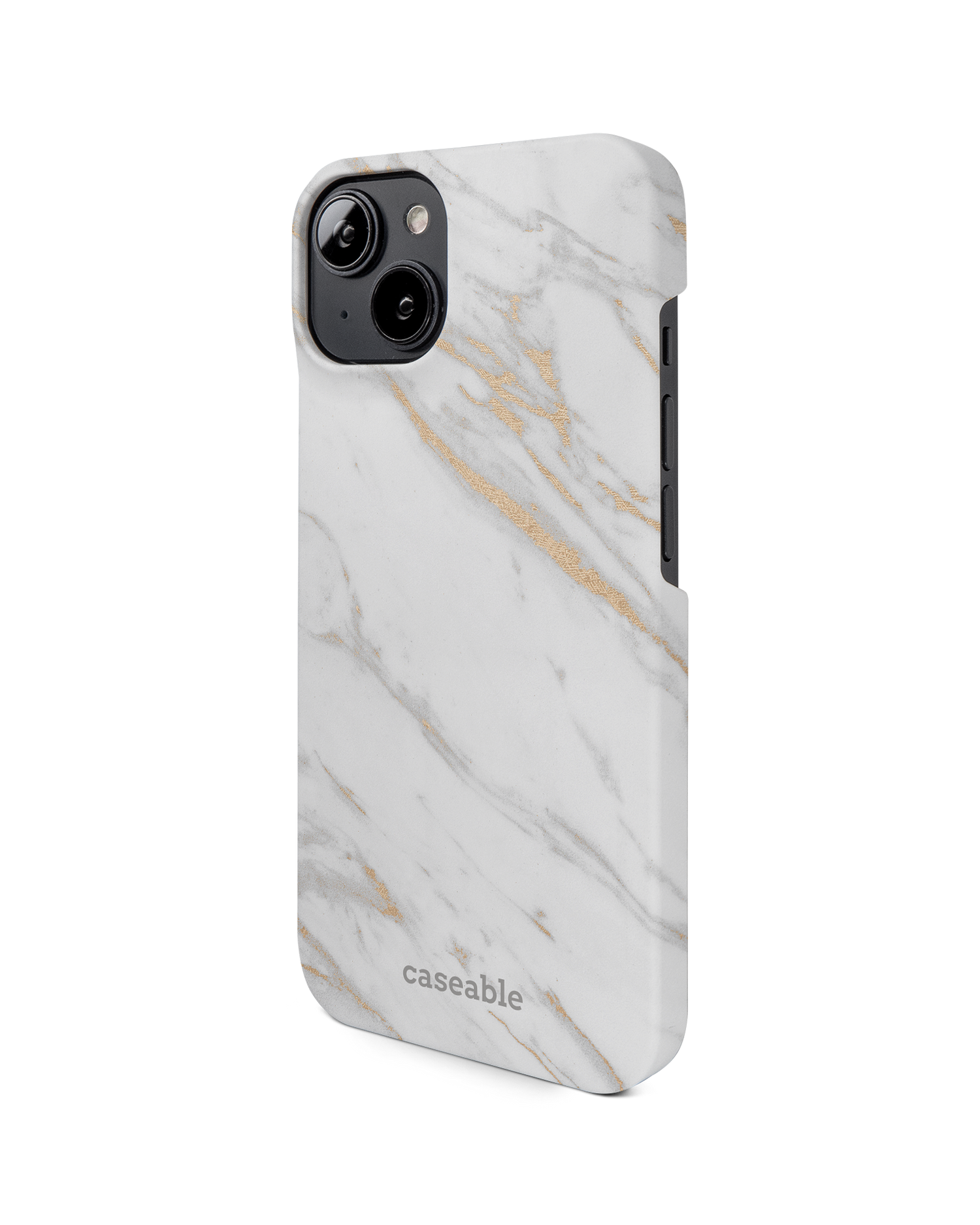 Gold Marble Elegance Hard Shell Phone Case for Apple iPhone 14: View from the right side