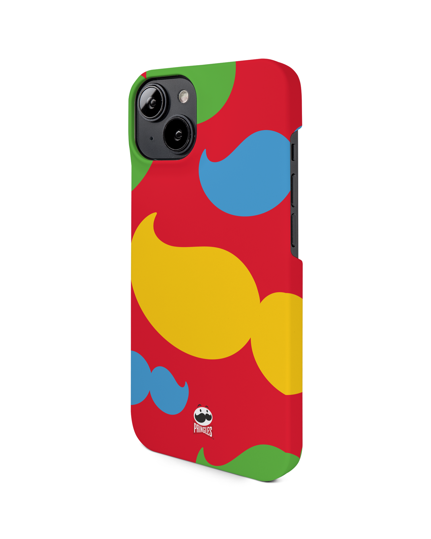 Pringles Moustache Hard Shell Phone Case for Apple iPhone 14: View from the right side