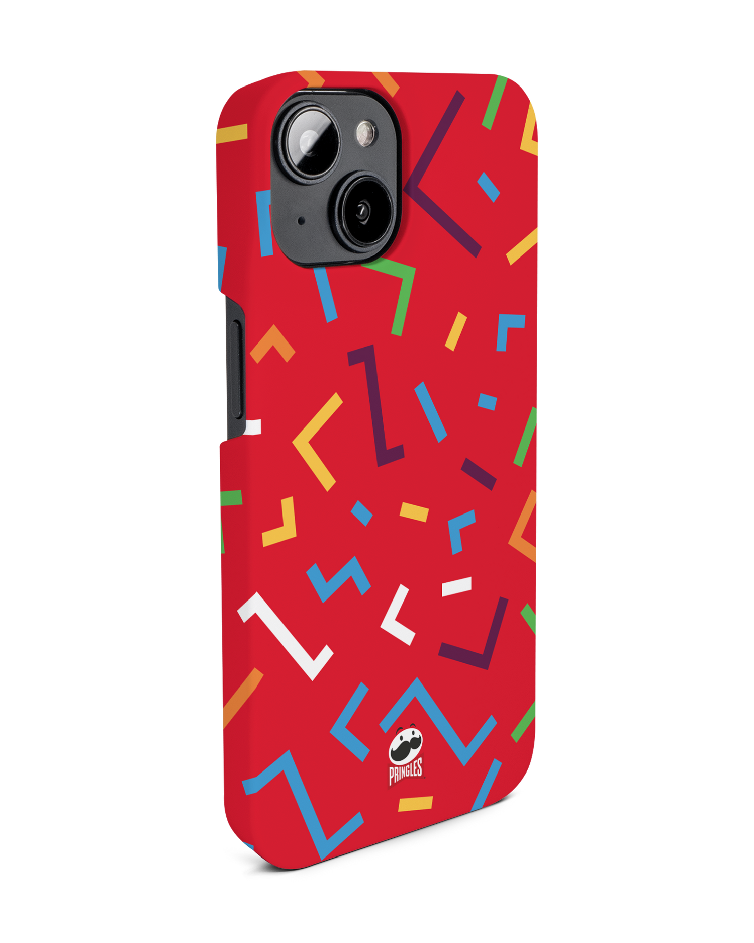 Pringles Confetti Hard Shell Phone Case for Apple iPhone 14: View from the left side