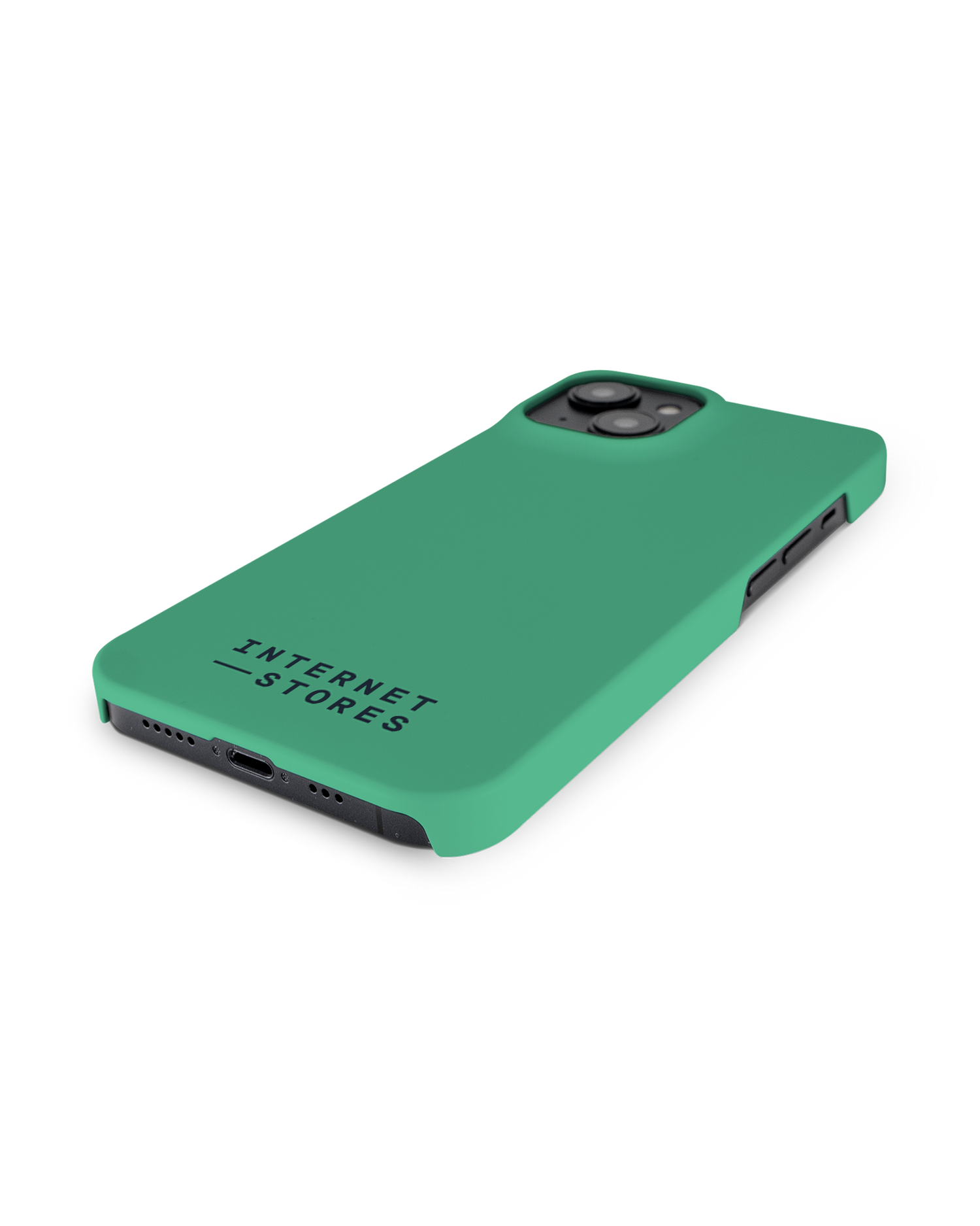 ISG Neon Green Hard Shell Phone Case for Apple iPhone 14: Lying