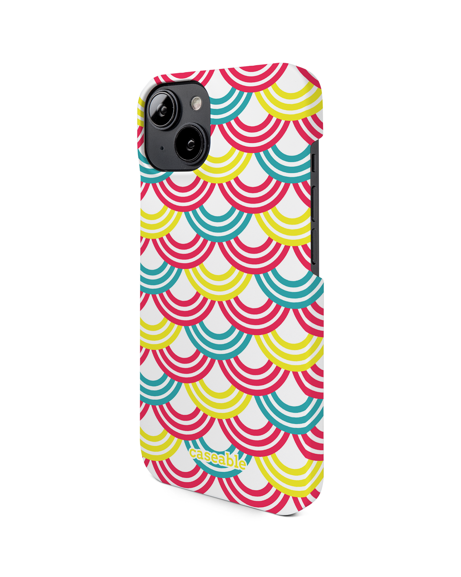 Rainbow Hard Shell Phone Case for Apple iPhone 14: View from the right side