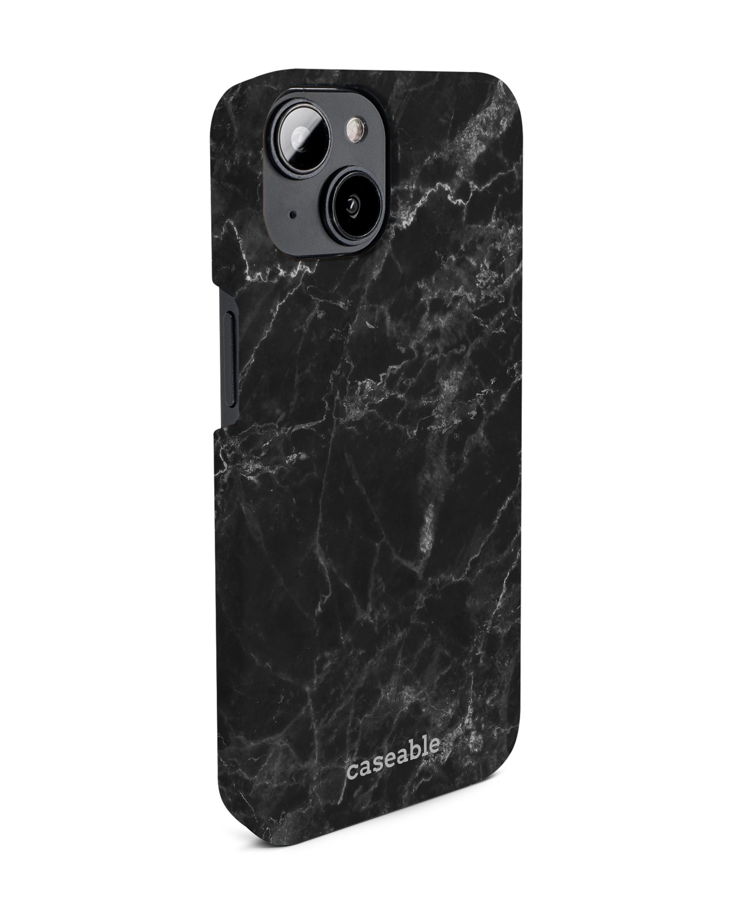 Midnight Marble Hard Shell Phone Case for Apple iPhone 14: View from the left side