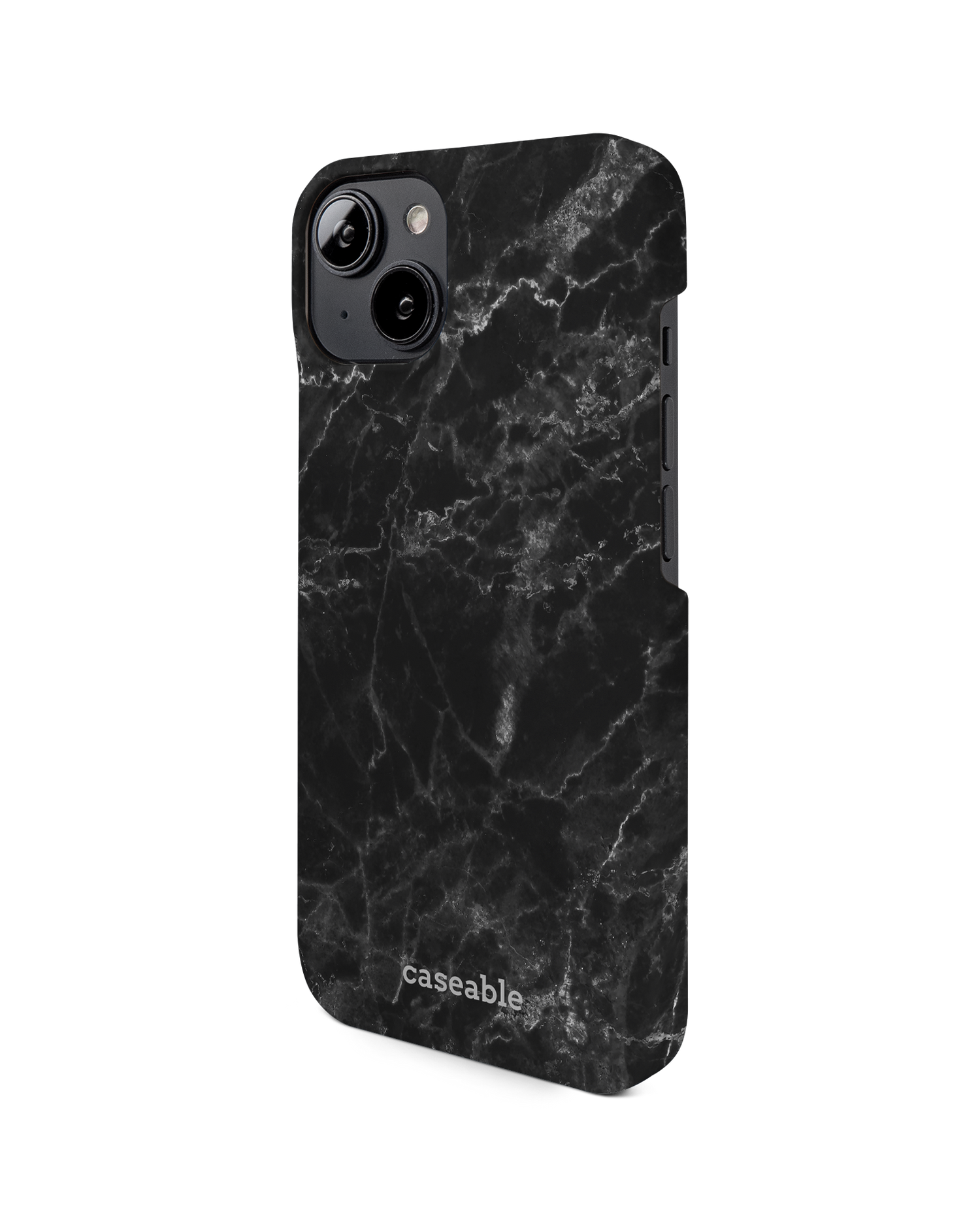 Midnight Marble Hard Shell Phone Case for Apple iPhone 14: View from the right side