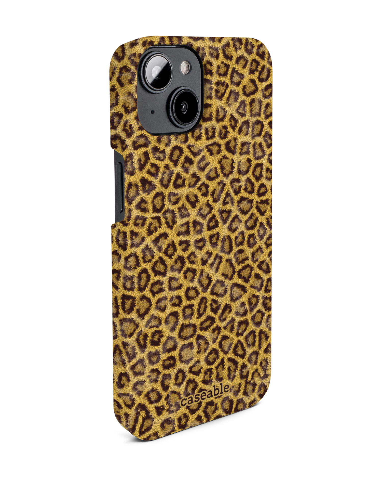Leopard Skin Hard Shell Phone Case for Apple iPhone 14: View from the left side