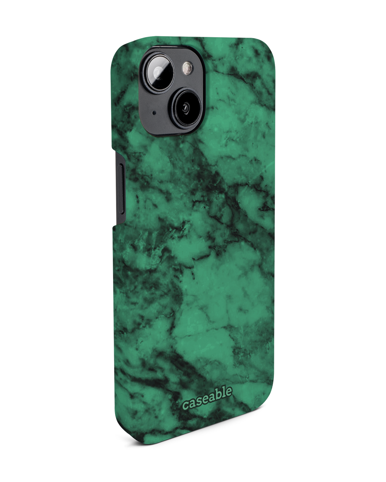 Green Marble Hard Shell Phone Case for Apple iPhone 14: View from the left side