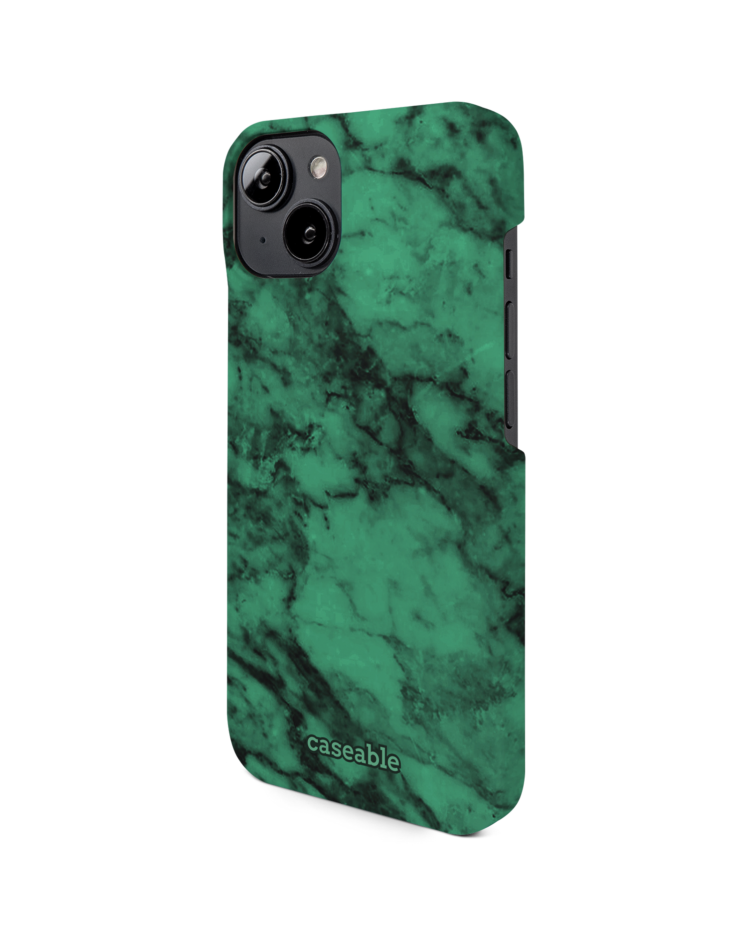 Green Marble Hard Shell Phone Case for Apple iPhone 14: View from the right side