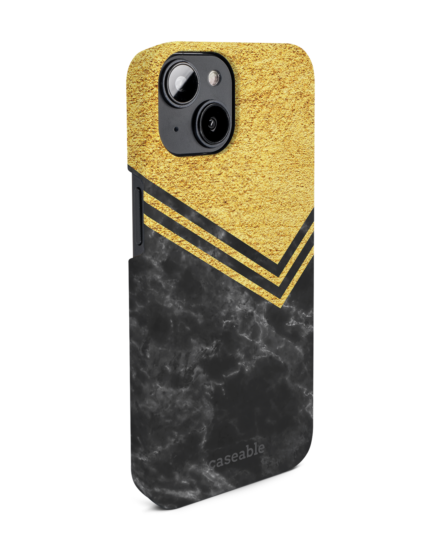Gold Marble Hard Shell Phone Case for Apple iPhone 14: View from the left side
