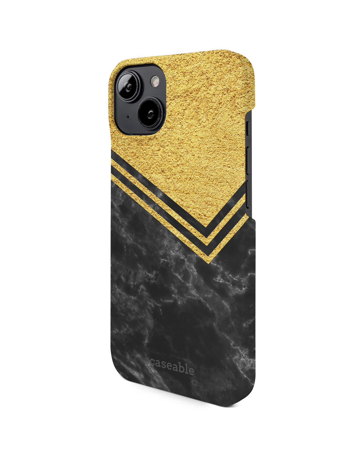 Gold Marble Hard Shell Phone Case for Apple iPhone 14: View from the right side