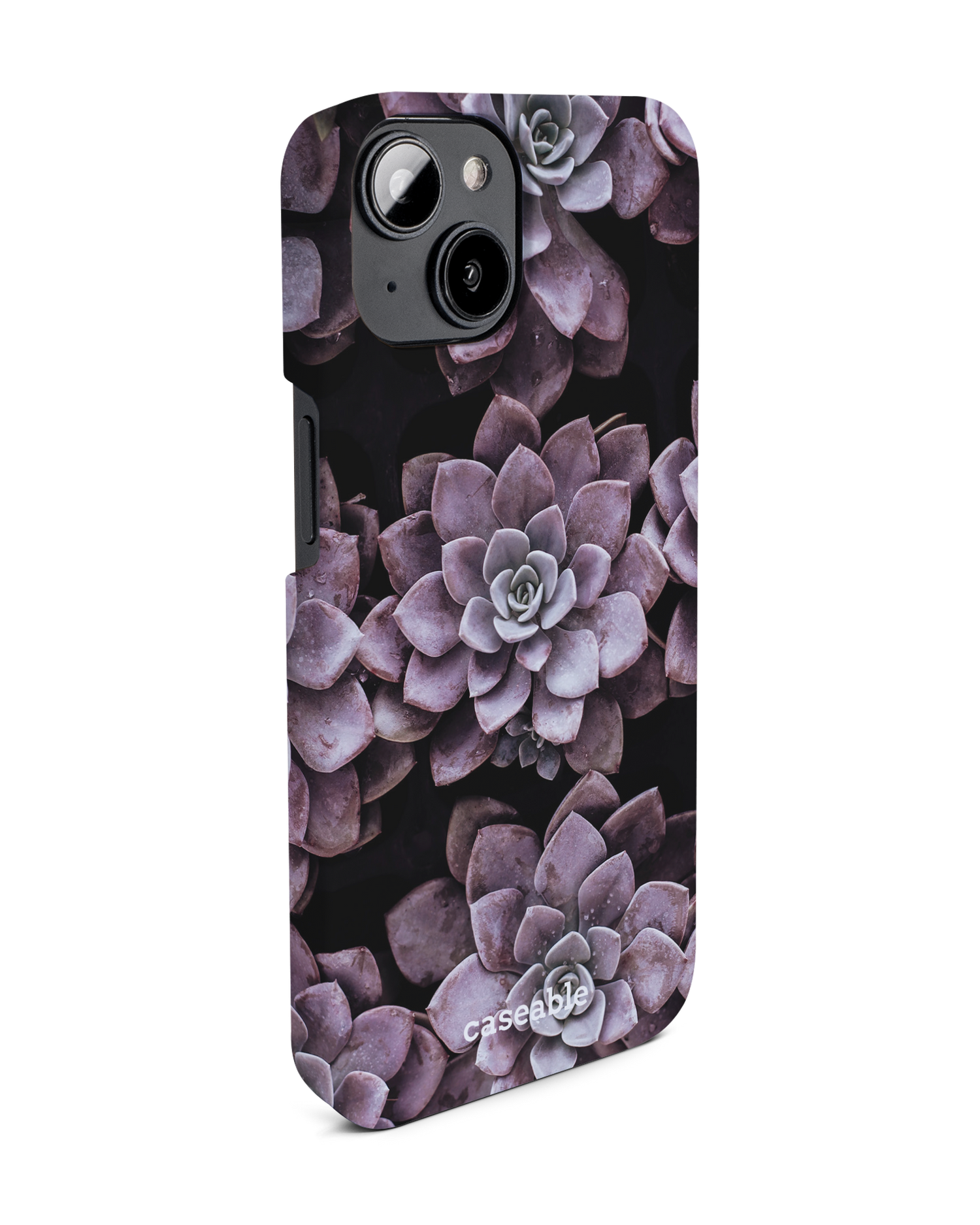 Purple Succulents Hard Shell Phone Case for Apple iPhone 14: View from the left side