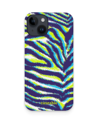 Neon Zebra Hard Shell Phone Case for Apple iPhone 15