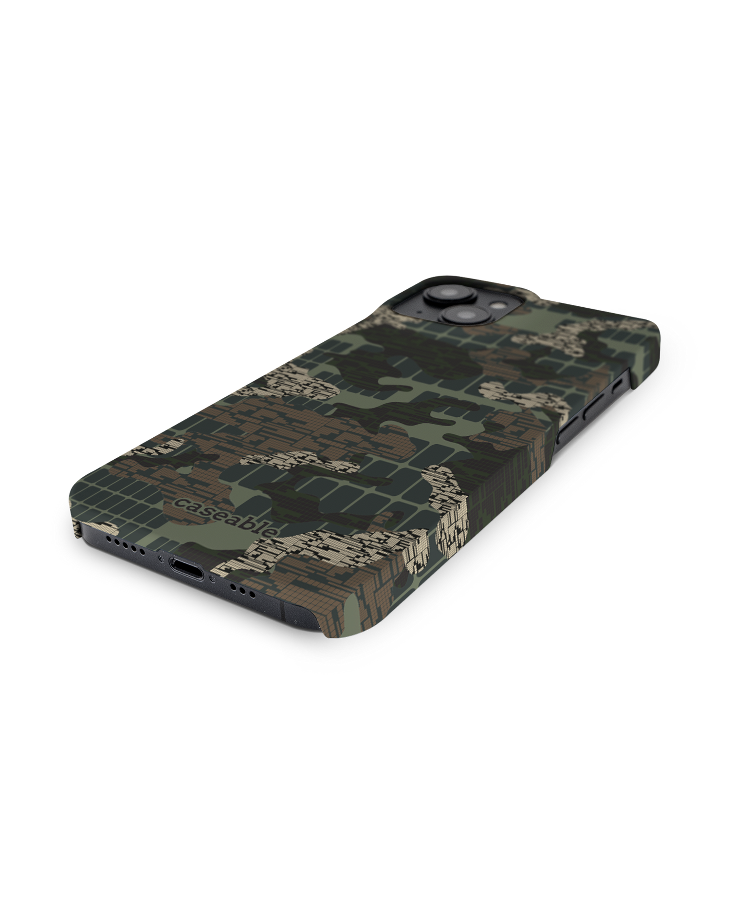 Green Camo Mix Hard Shell Phone Case for Apple iPhone 14: Lying