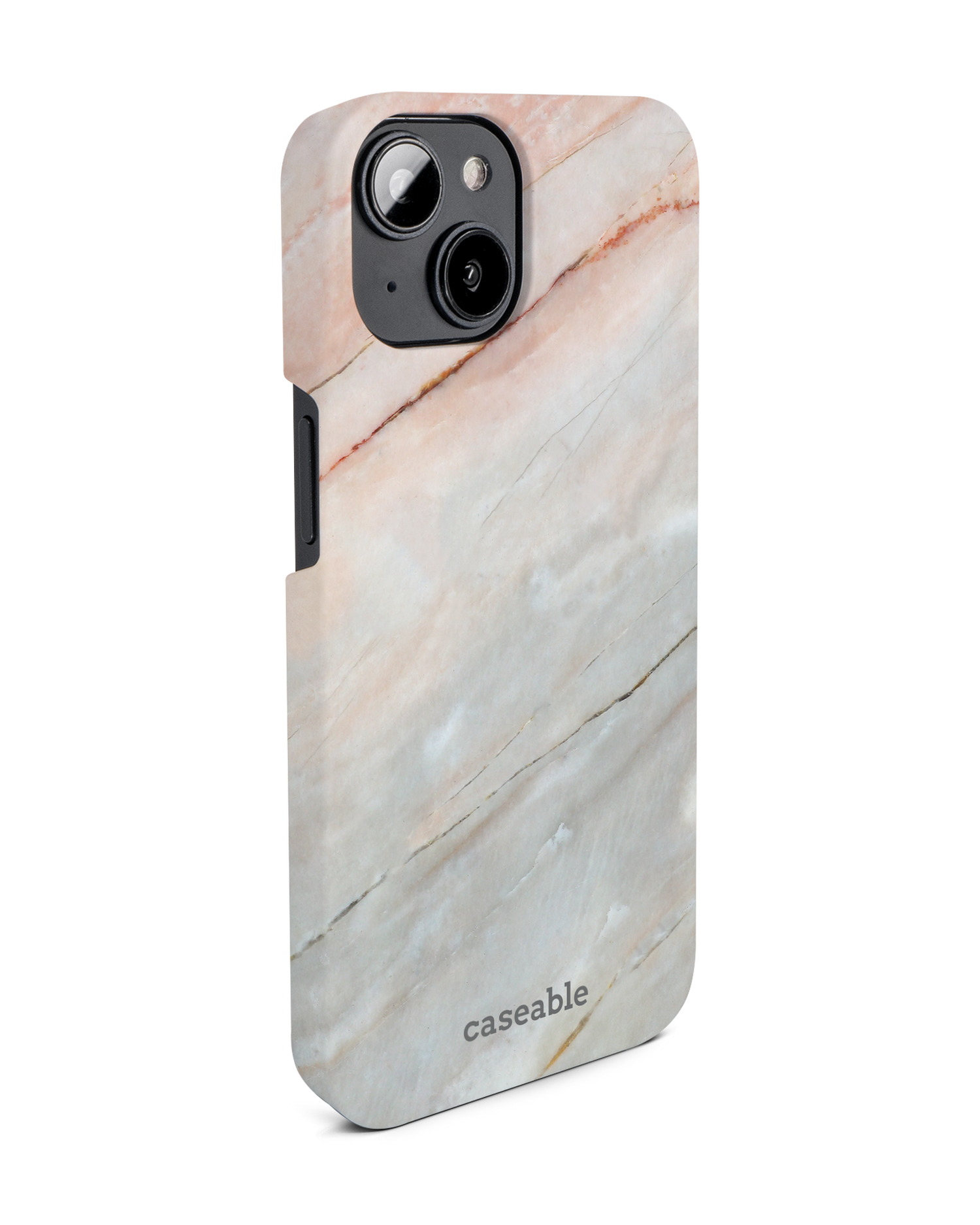 Mother of Pearl Marble Hard Shell Phone Case for Apple iPhone 14: View from the left side