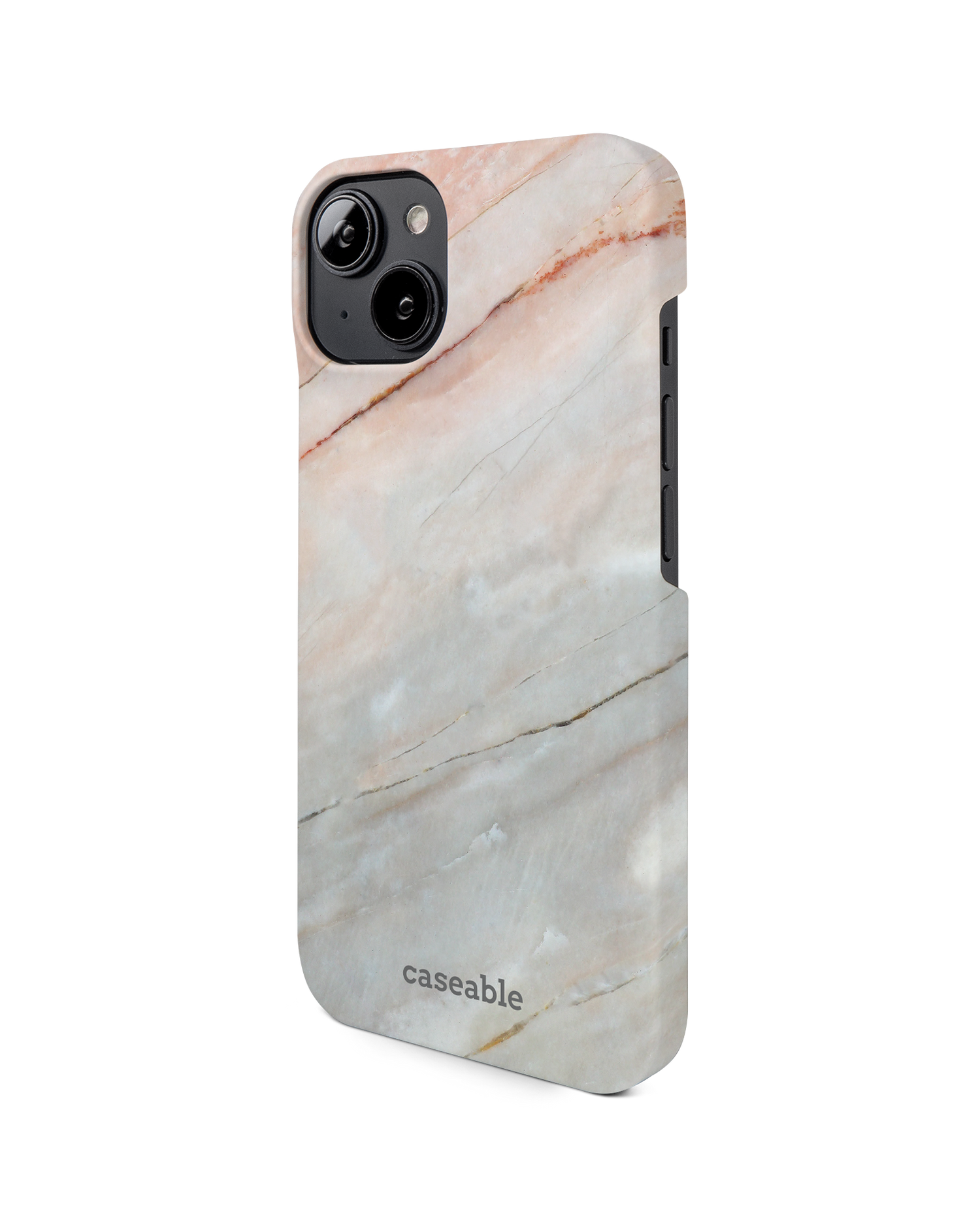Mother of Pearl Marble Hard Shell Phone Case for Apple iPhone 14: View from the right side