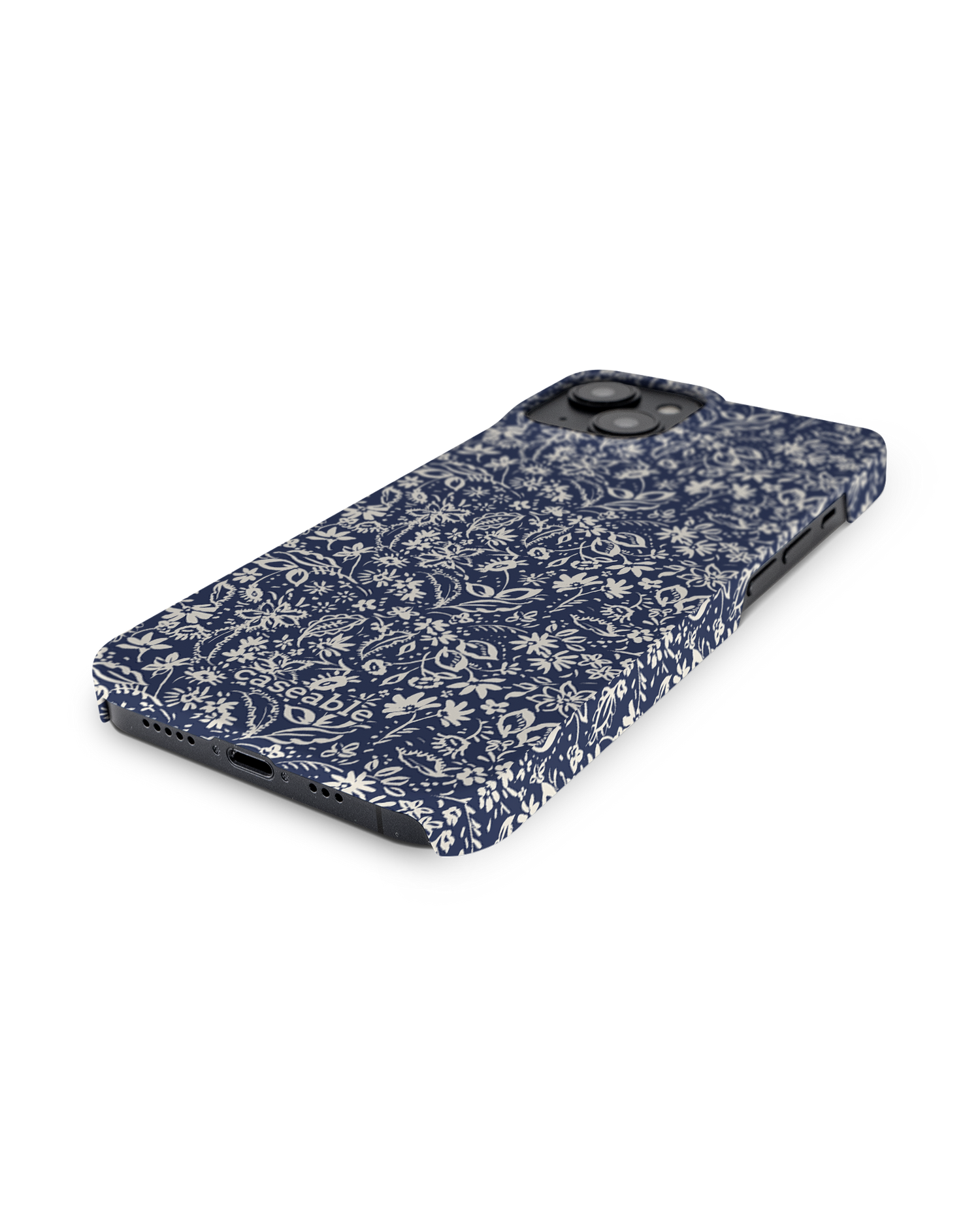Ditsy Blue Paisley Hard Shell Phone Case for Apple iPhone 14: Lying