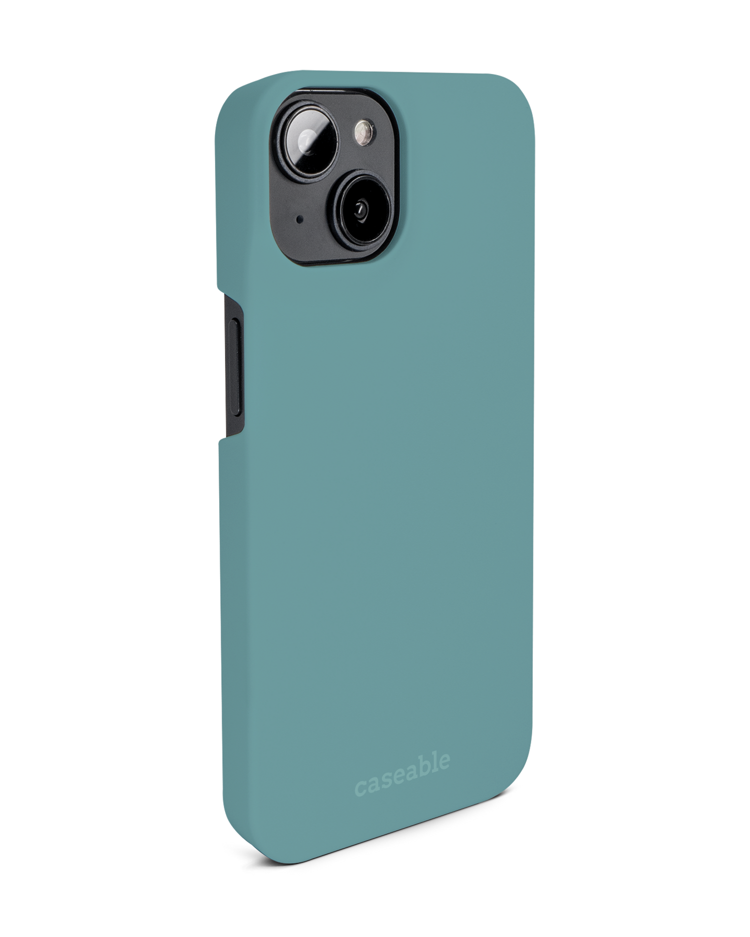 TURQUOISE Hard Shell Phone Case for Apple iPhone 14: View from the left side