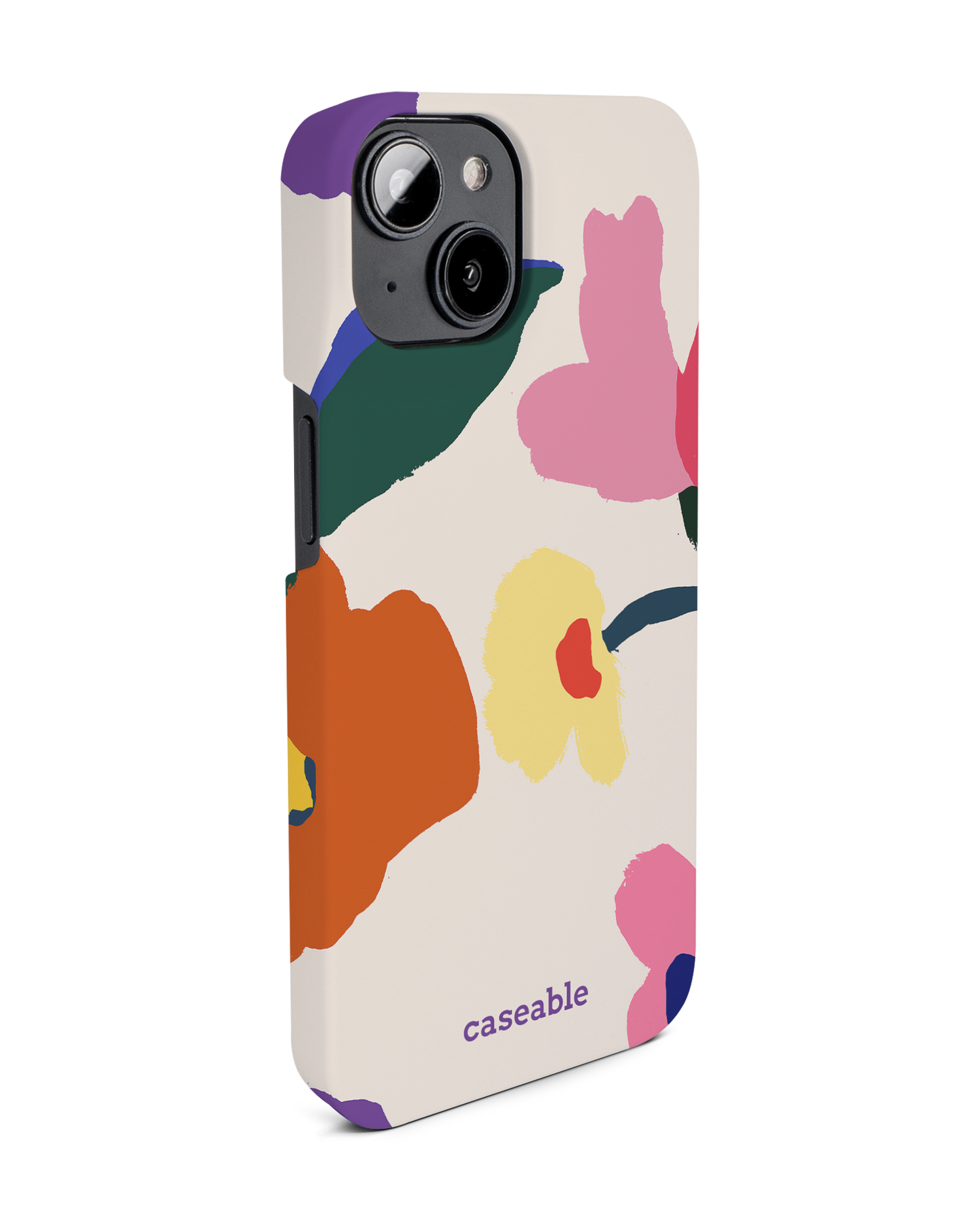 Handpainted Blooms Hard Shell Phone Case for Apple iPhone 14: View from the left side