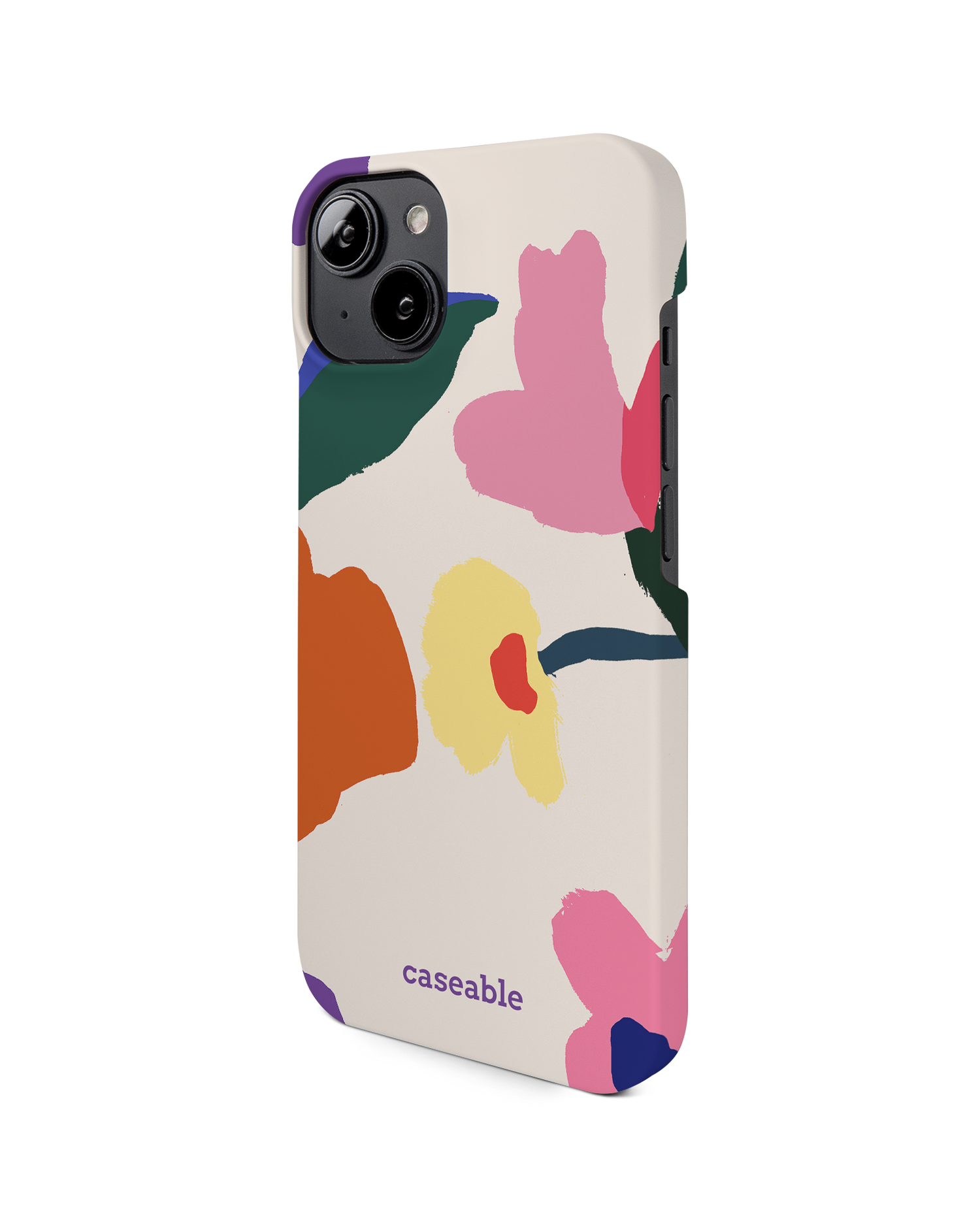Handpainted Blooms Hard Shell Phone Case for Apple iPhone 14: View from the right side