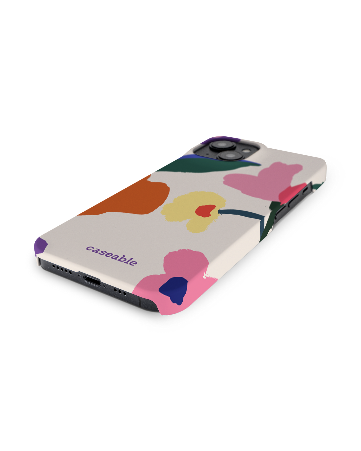 Handpainted Blooms Hard Shell Phone Case for Apple iPhone 14: Lying
